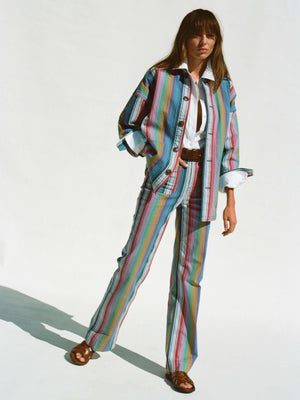 Sunset Denim Chore Jacket - Painted Row Stripe