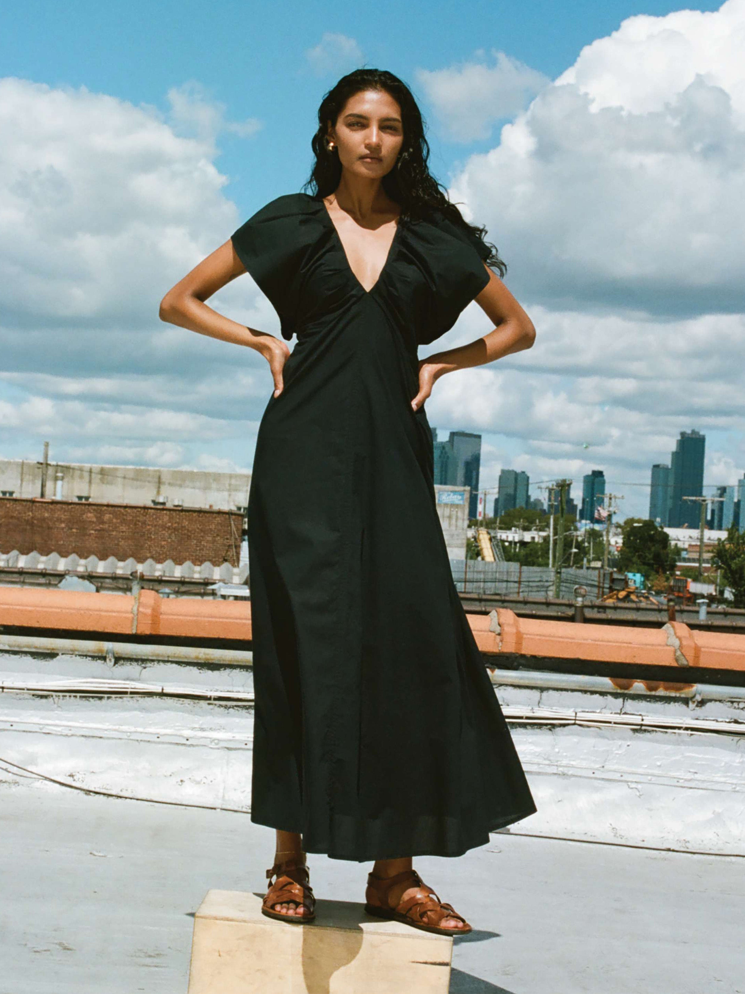 Coastal Poplin Bondhi Dress - Black | Faherty Brand