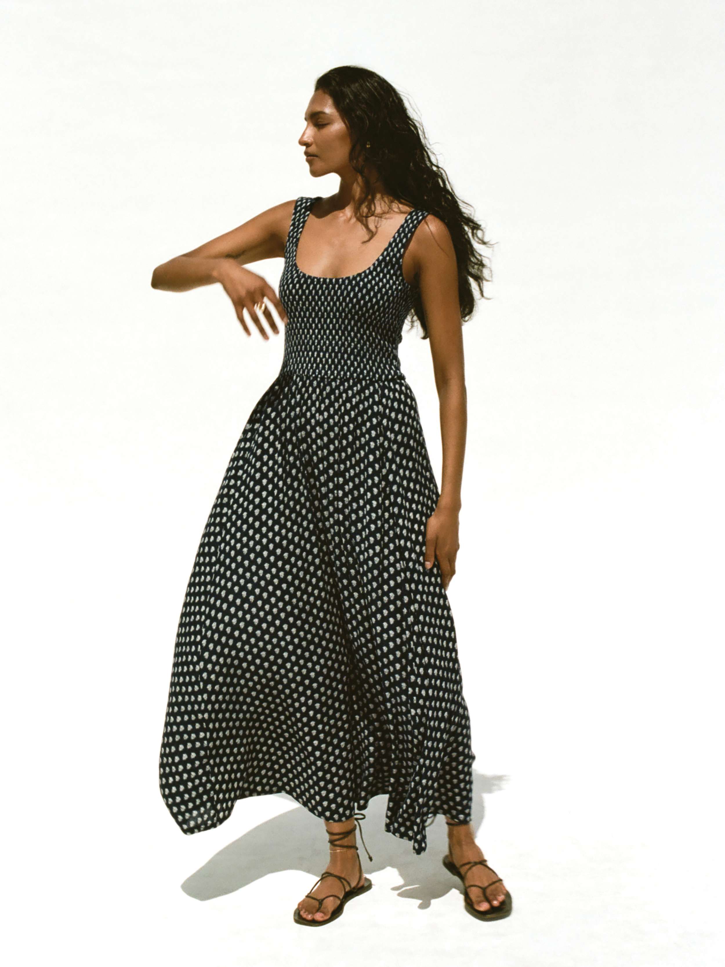 Sophia Smocked Dress - Navy Lotus Floral | Faherty Brand