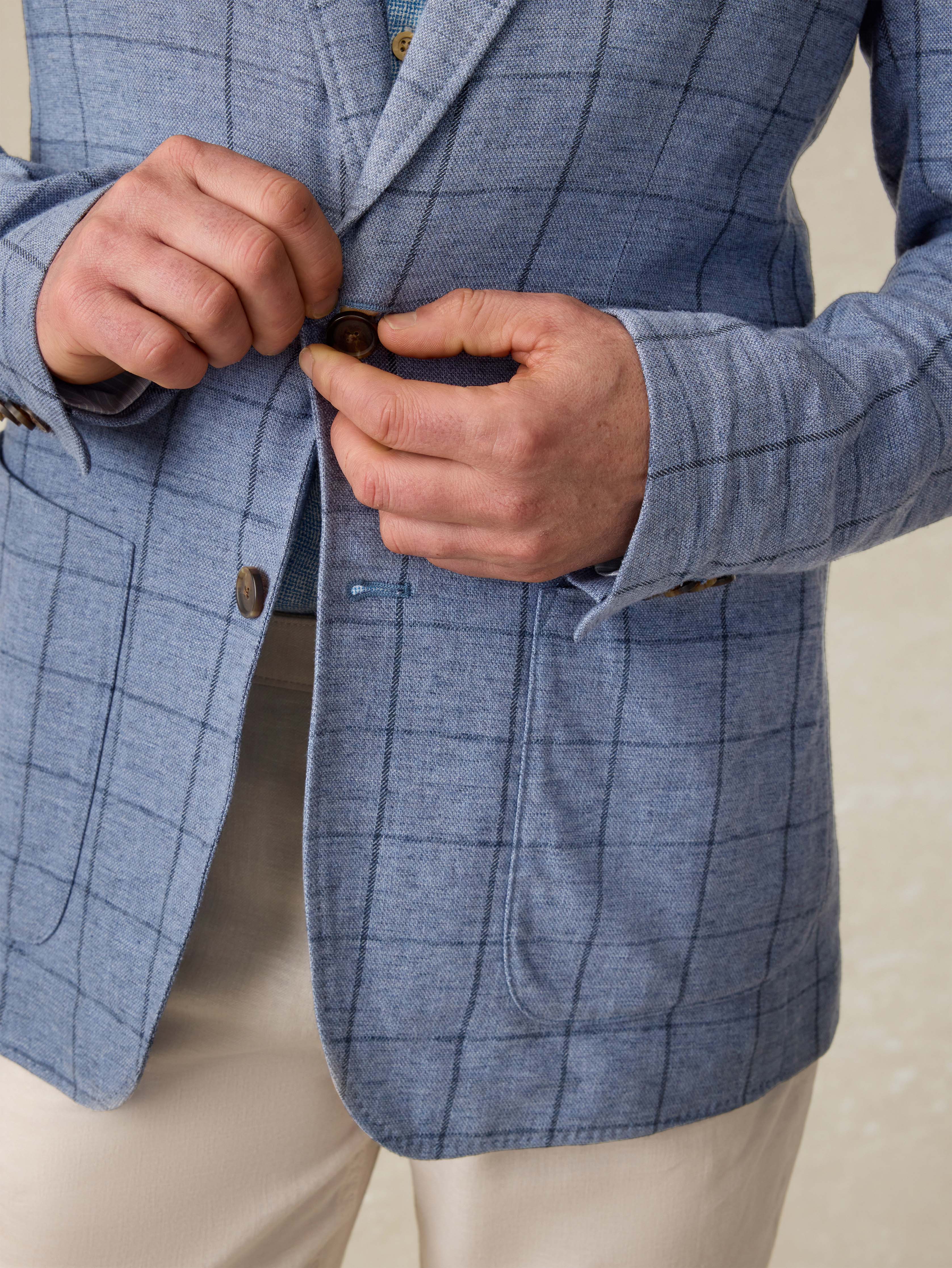 Movement™ Linen Blazer - Storm Cape Windowpane | Faherty Brand