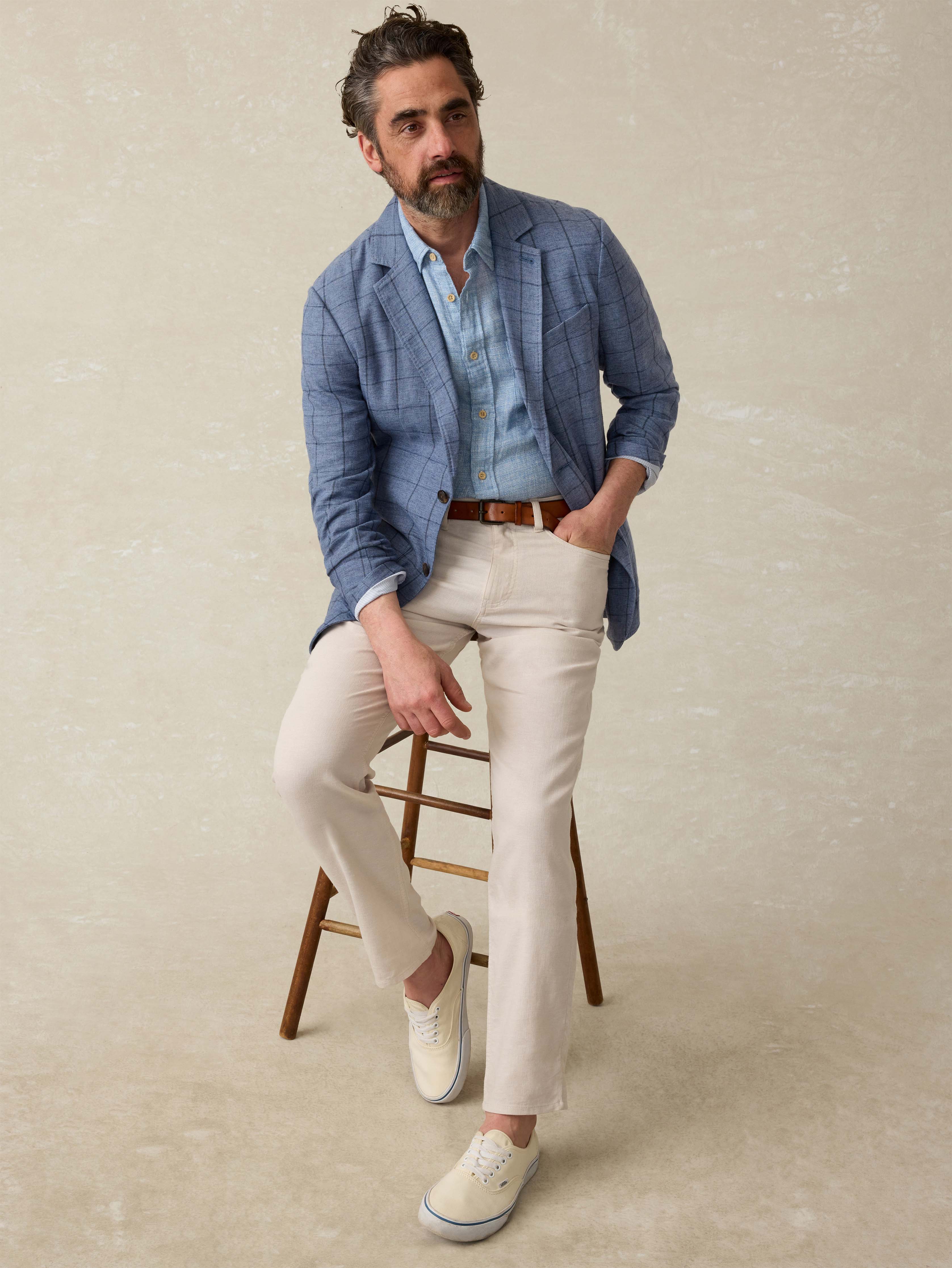 Movement™ Linen Blazer - Storm Cape Windowpane | Faherty Brand