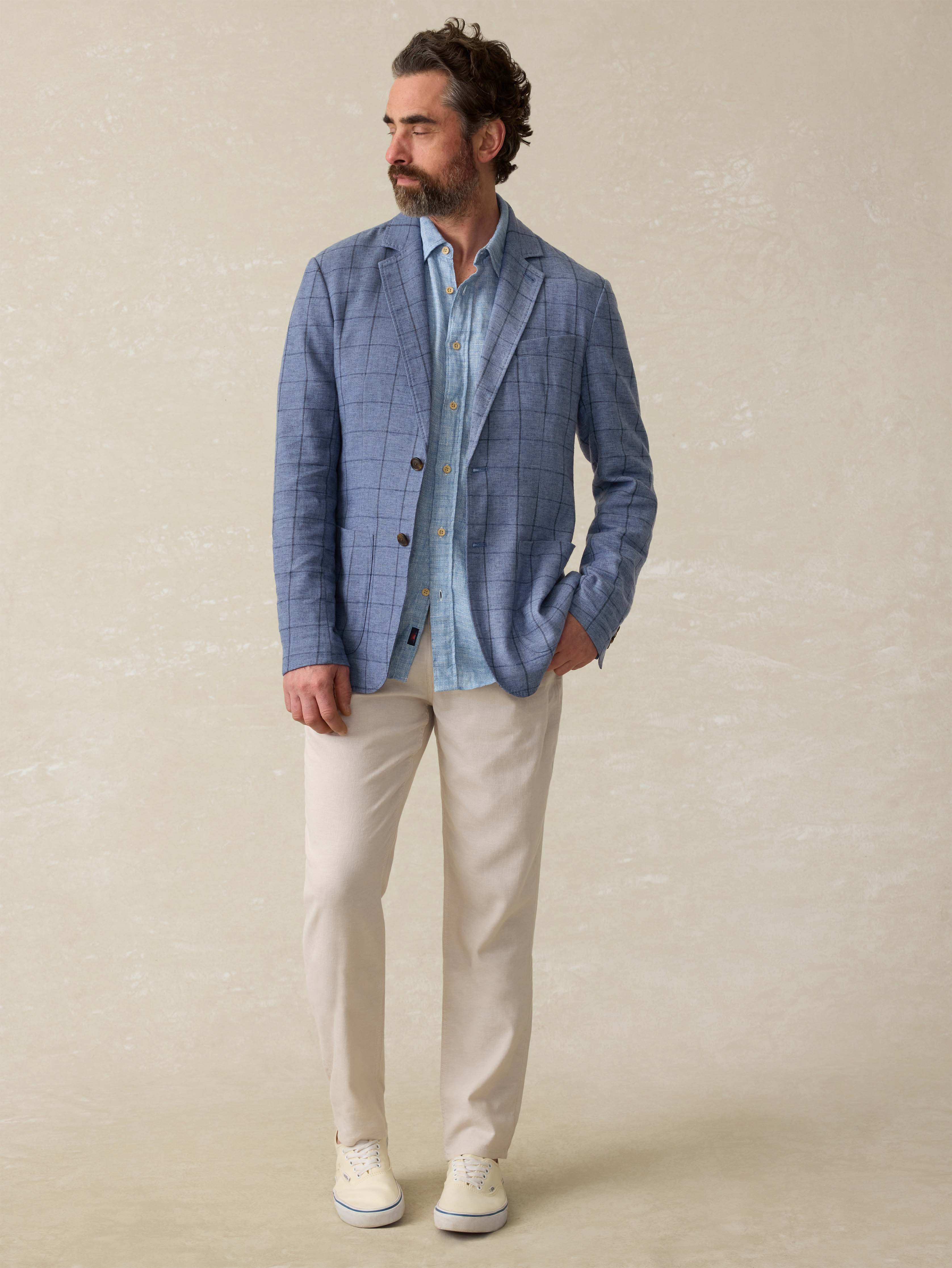 Movement™ Linen Blazer - Storm Cape Windowpane | Faherty Brand
