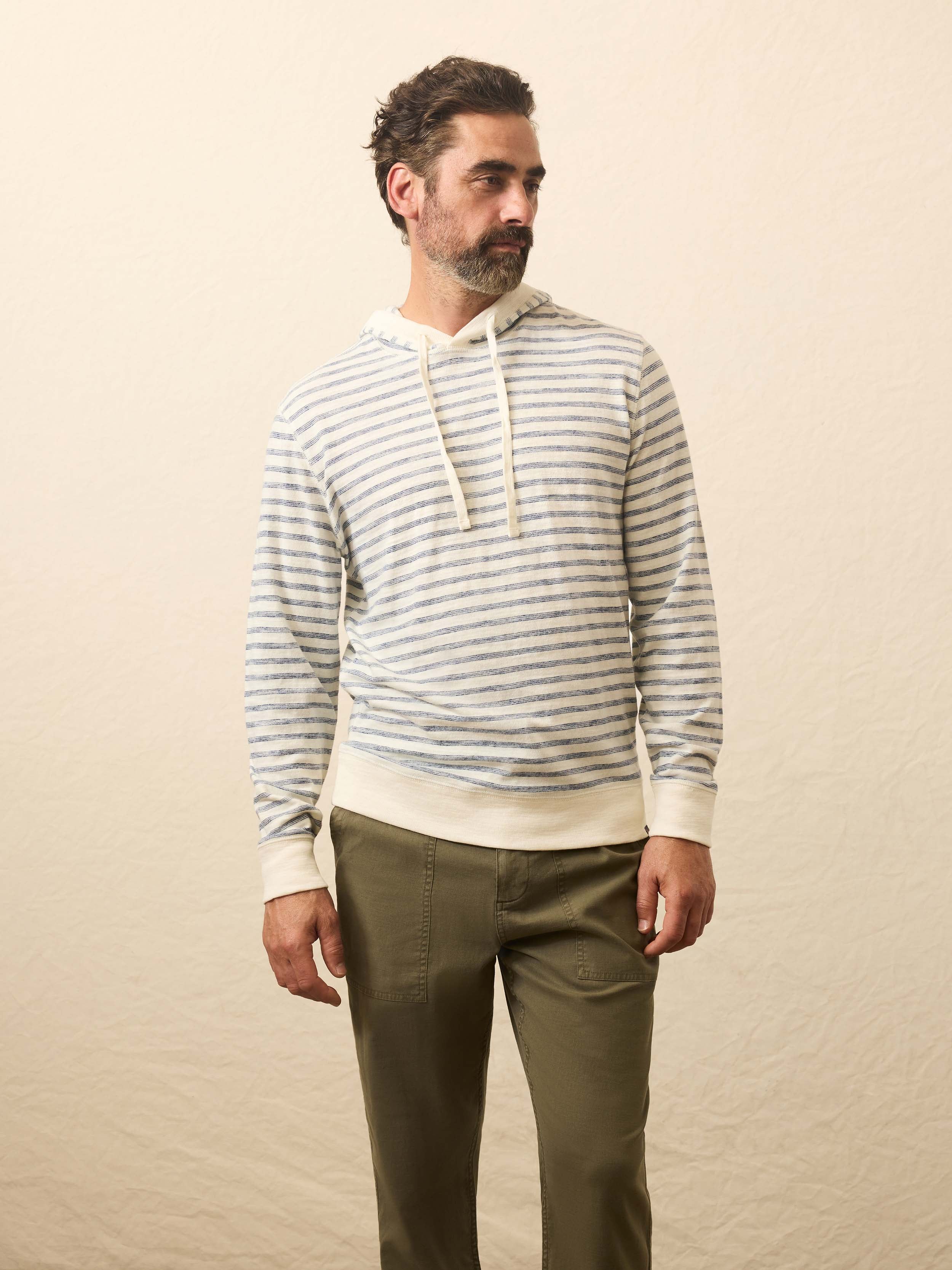 Sunwashed Organic Hoodie - Pearl Ocean Stripe | Faherty Brand