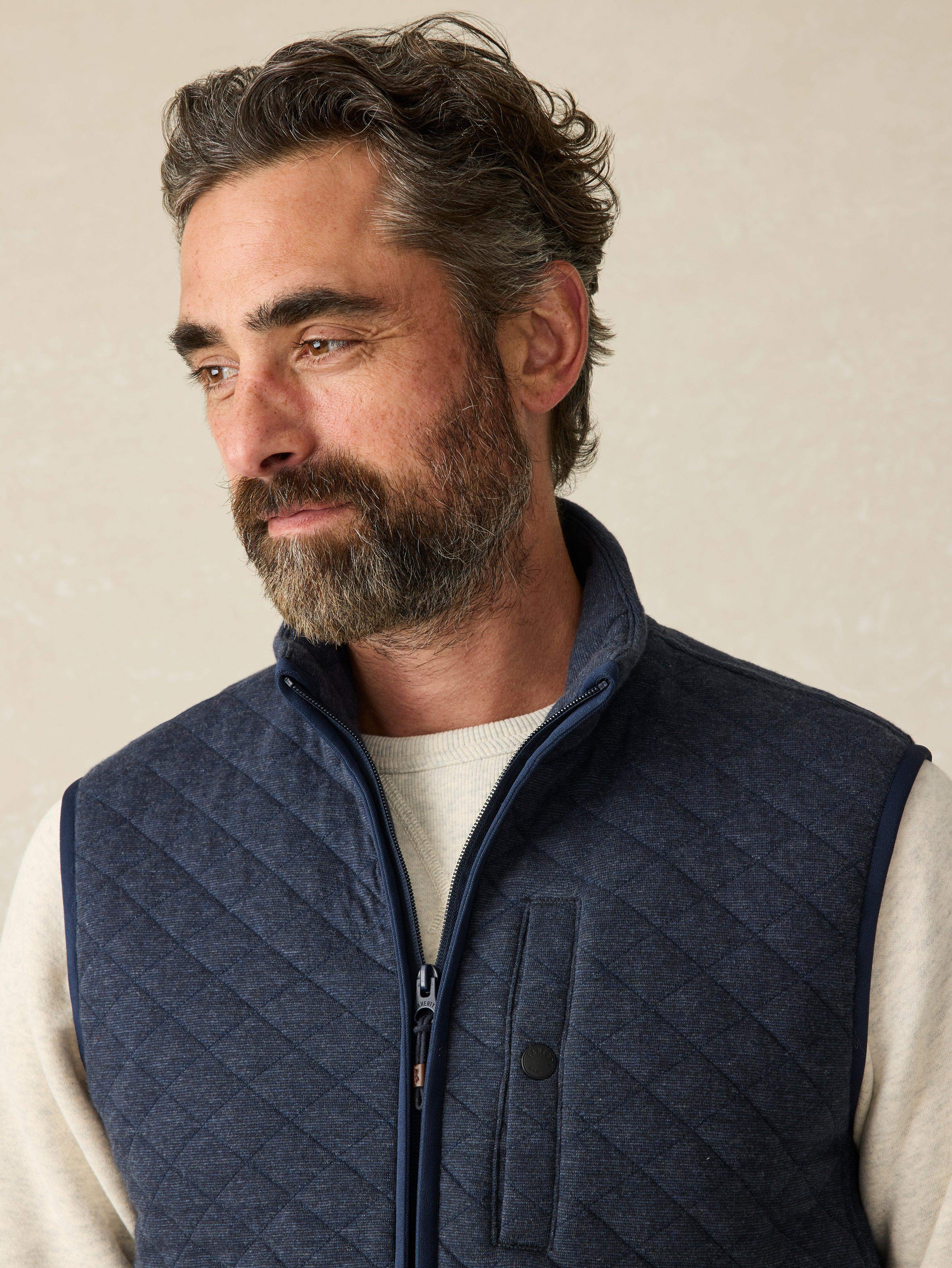 Epic Quilted Fleece Vest - Navy Melange | Faherty Brand