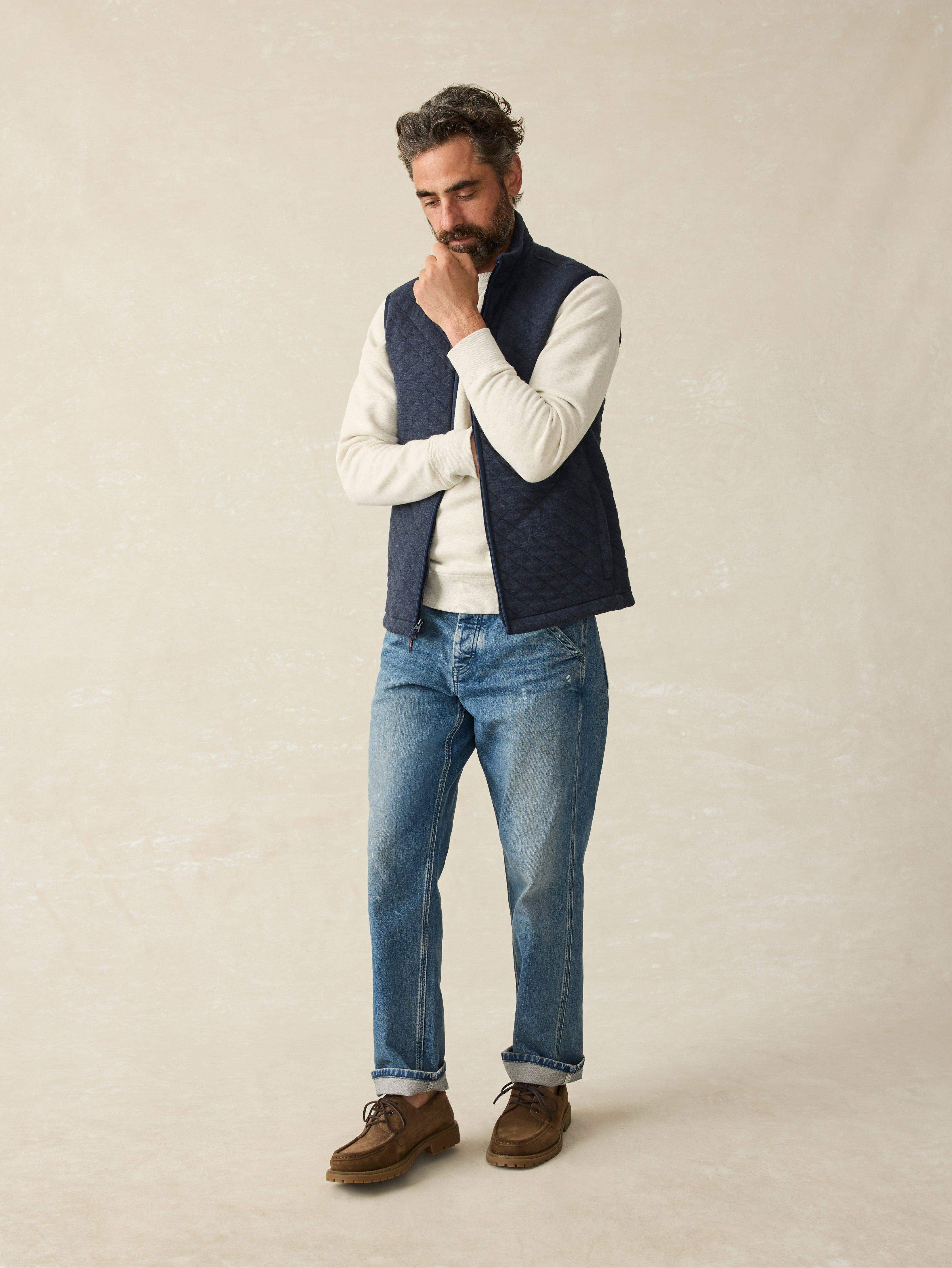 Epic Quilted Fleece Vest - Navy Melange | Faherty Brand