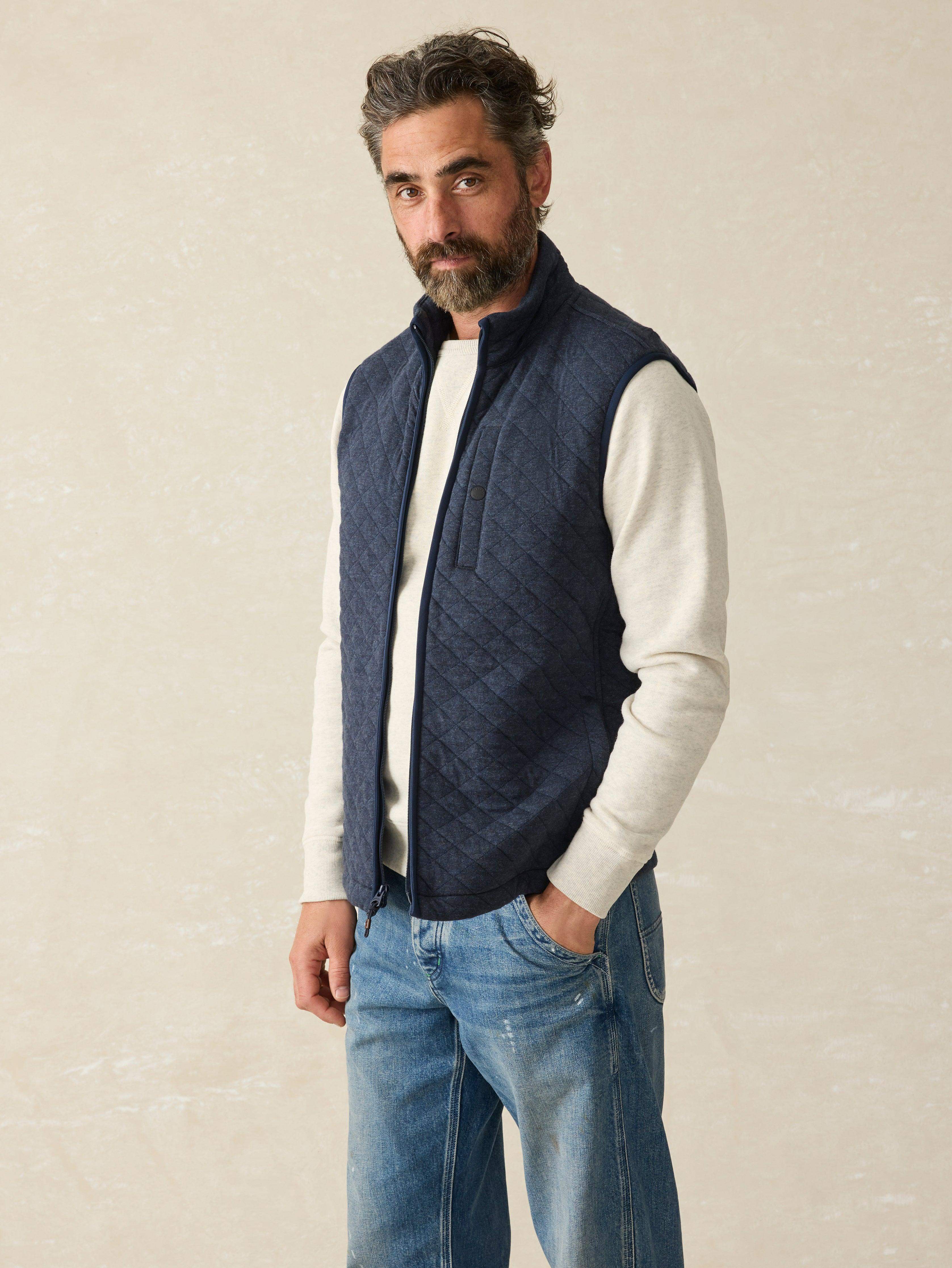 Epic Quilted Fleece Vest - Navy Melange | Faherty Brand