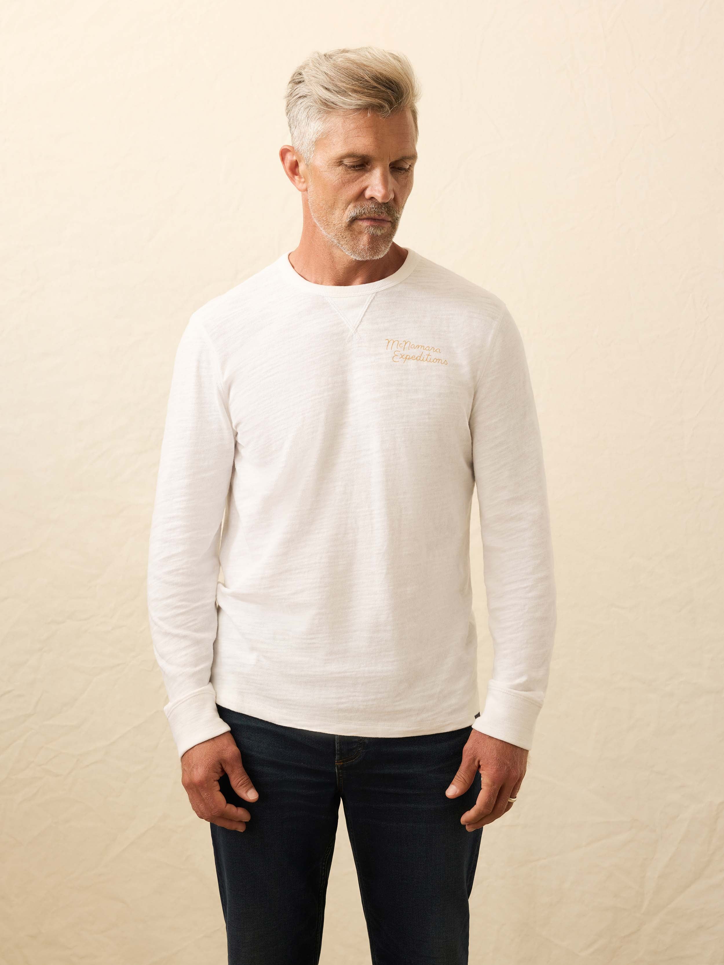 Nazare Sunwashed Organic Crew - White | Faherty Brand