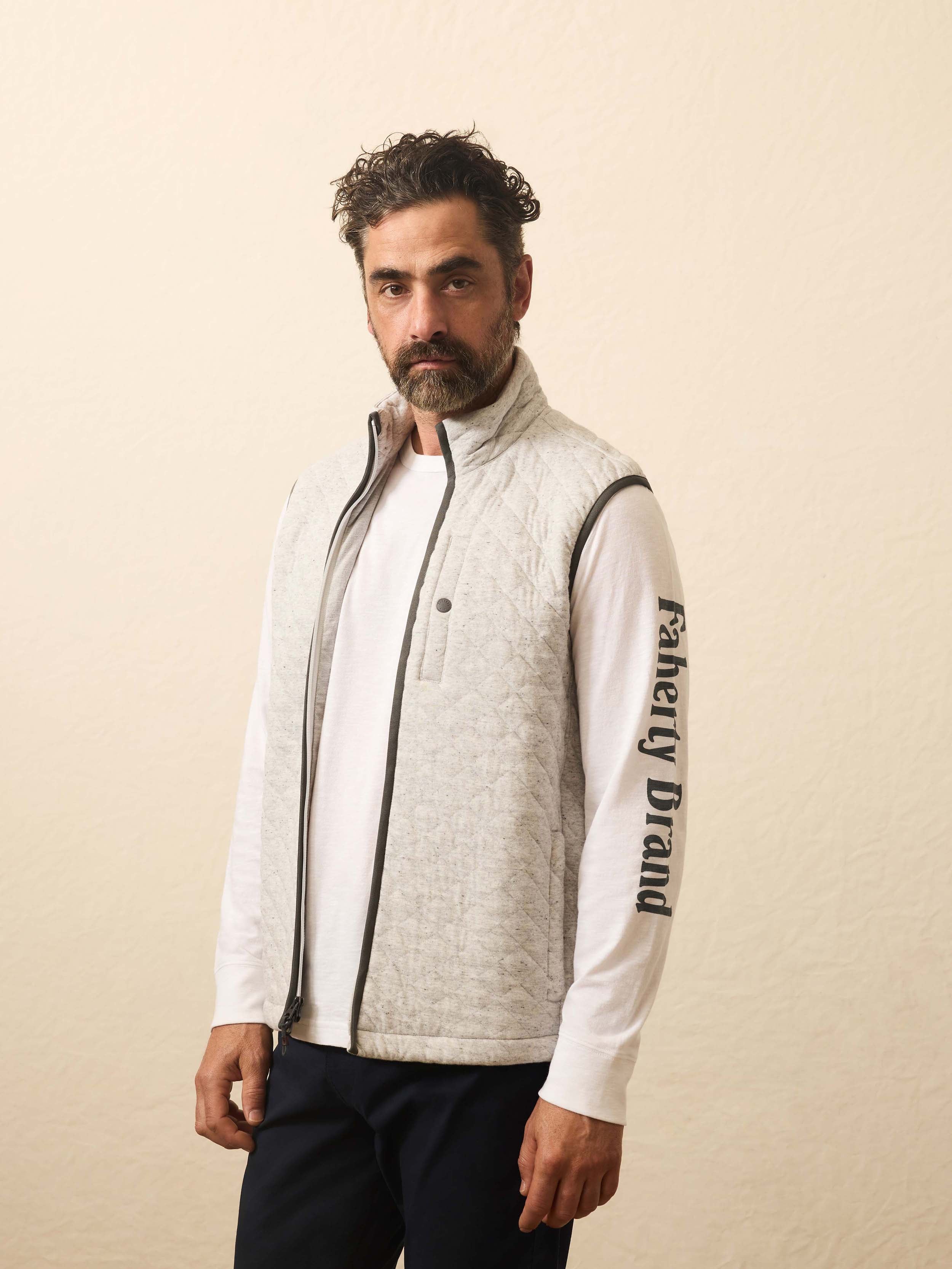 Epic Quilted Fleece Vest - Ivory Peak Heather | Faherty Brand