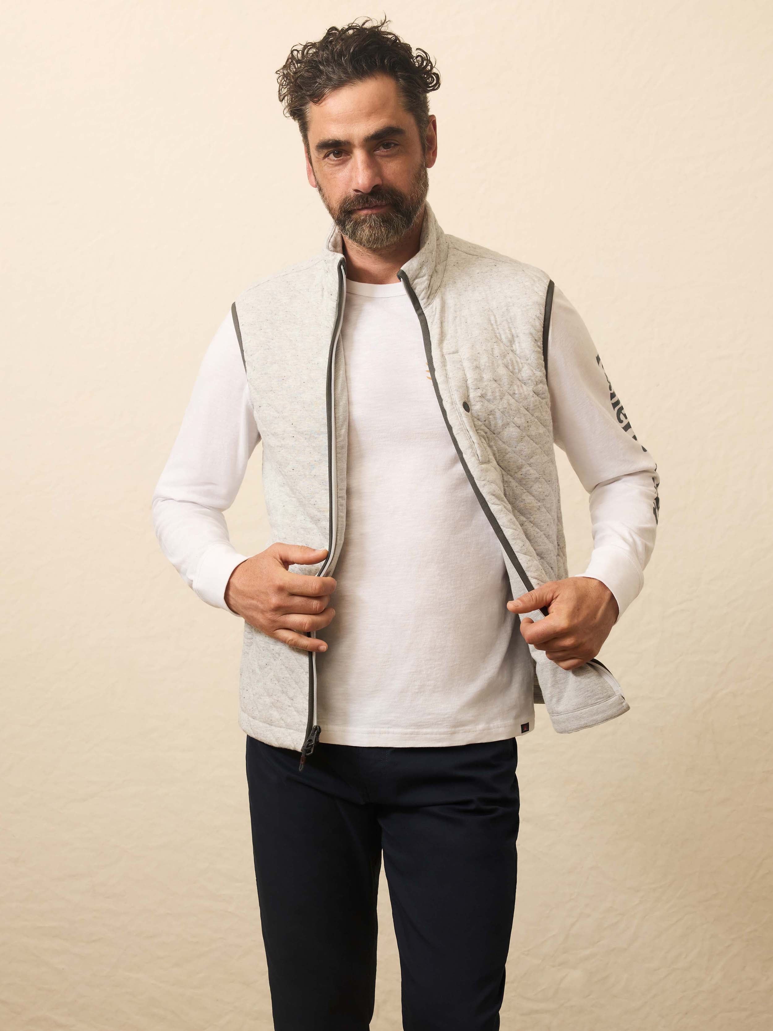 Epic Quilted Fleece Vest - Ivory Peak Heather | Faherty Brand