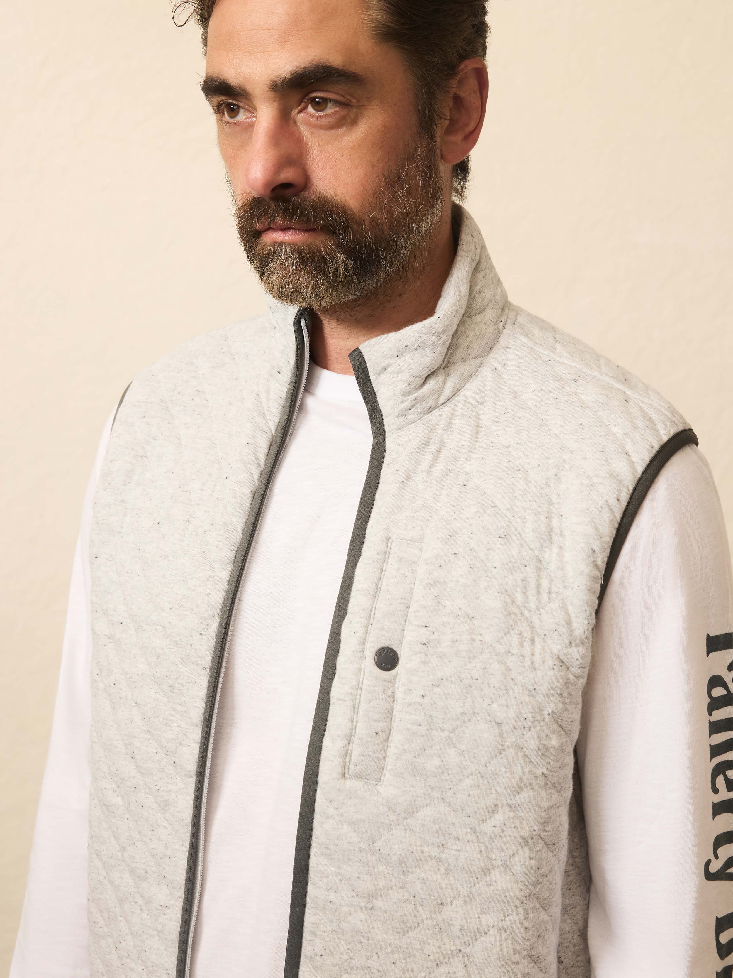 Epic Quilted Fleece Vest - Ivory Peak Heather | Faherty Brand