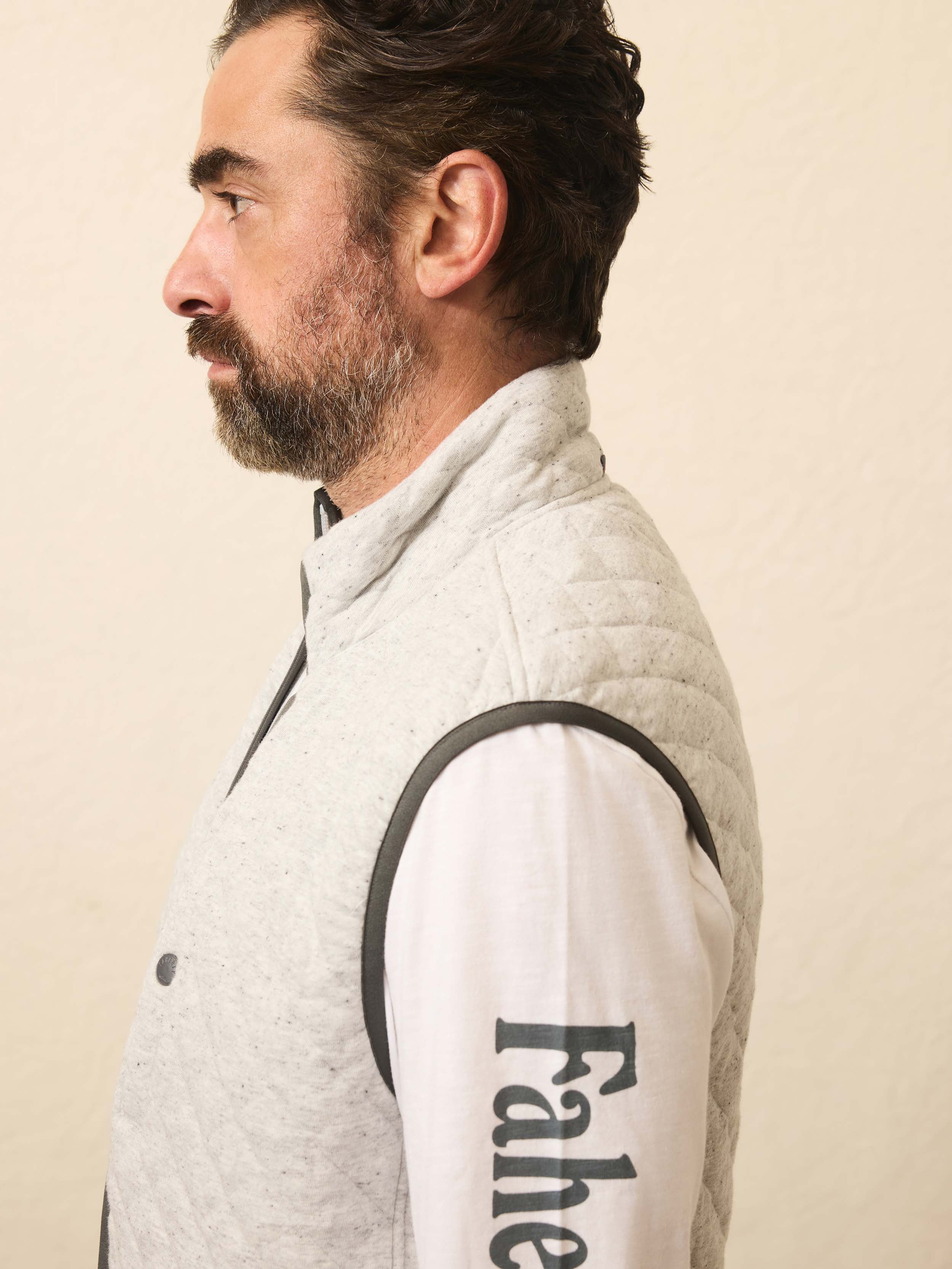 Epic Quilted Fleece Vest - Ivory Peak Heather | Faherty Brand