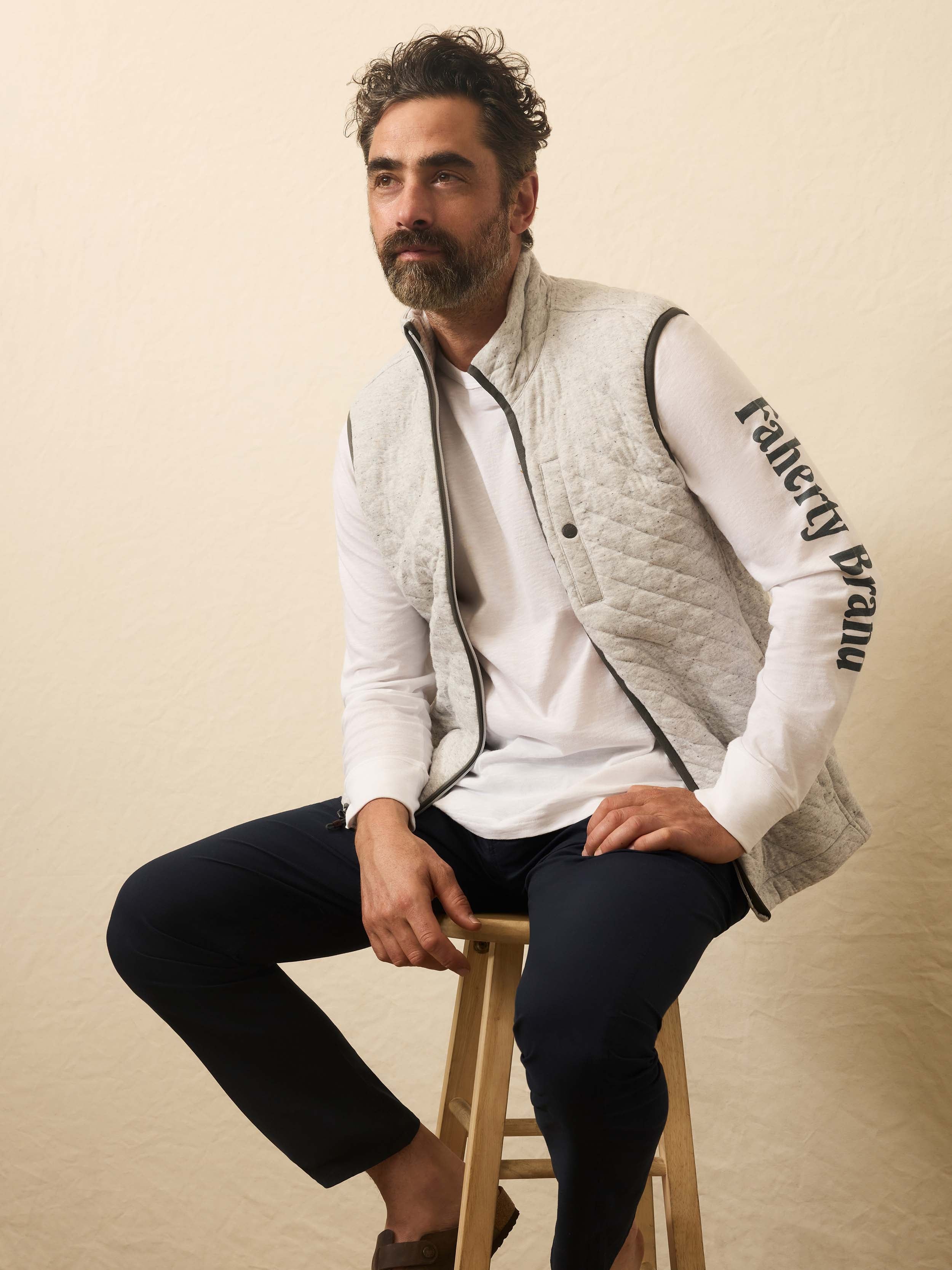 Epic Quilted Fleece Vest - Ivory Peak Heather | Faherty Brand