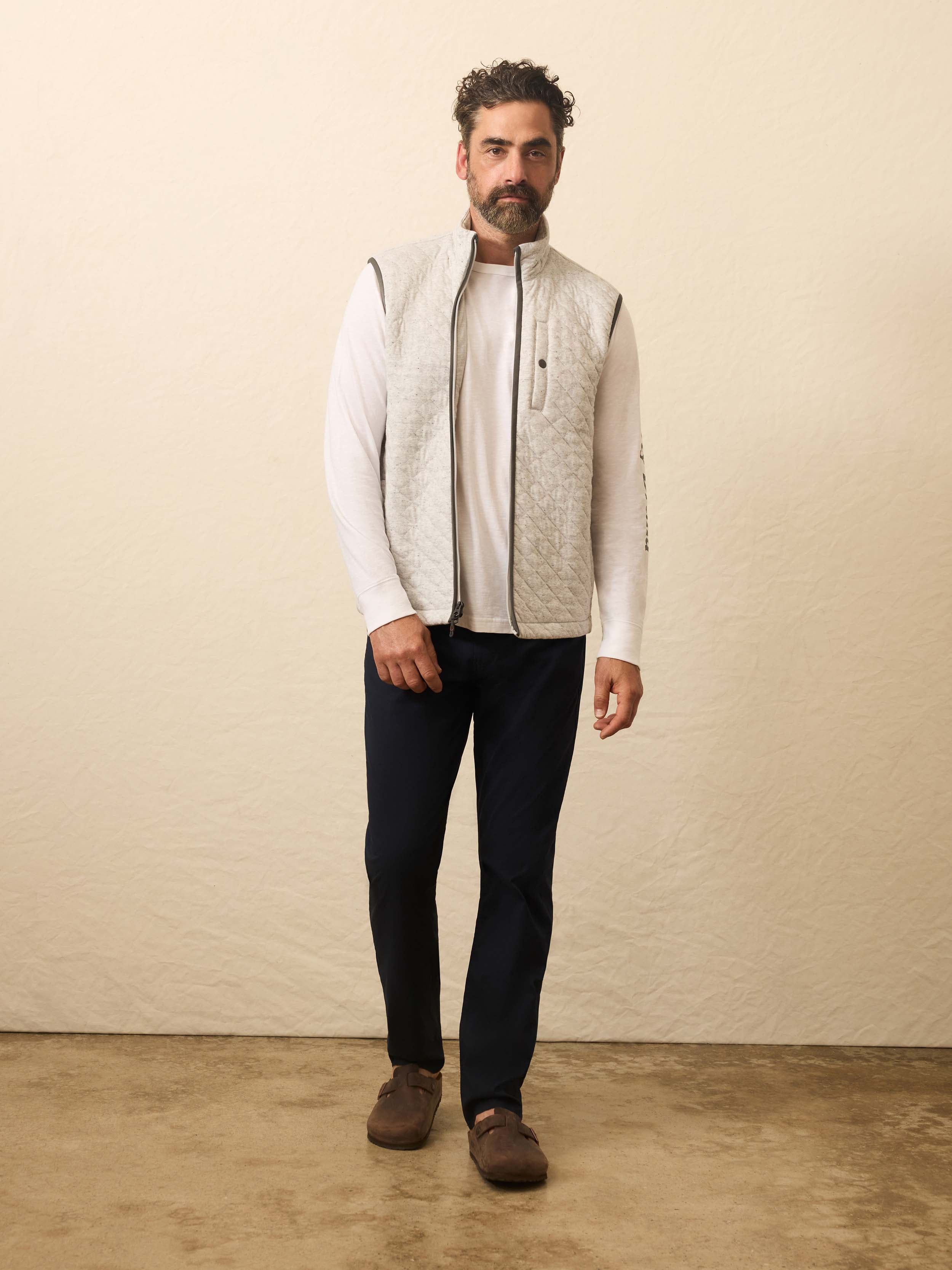 Epic Quilted Fleece Vest - Ivory Peak Heather | Faherty Brand