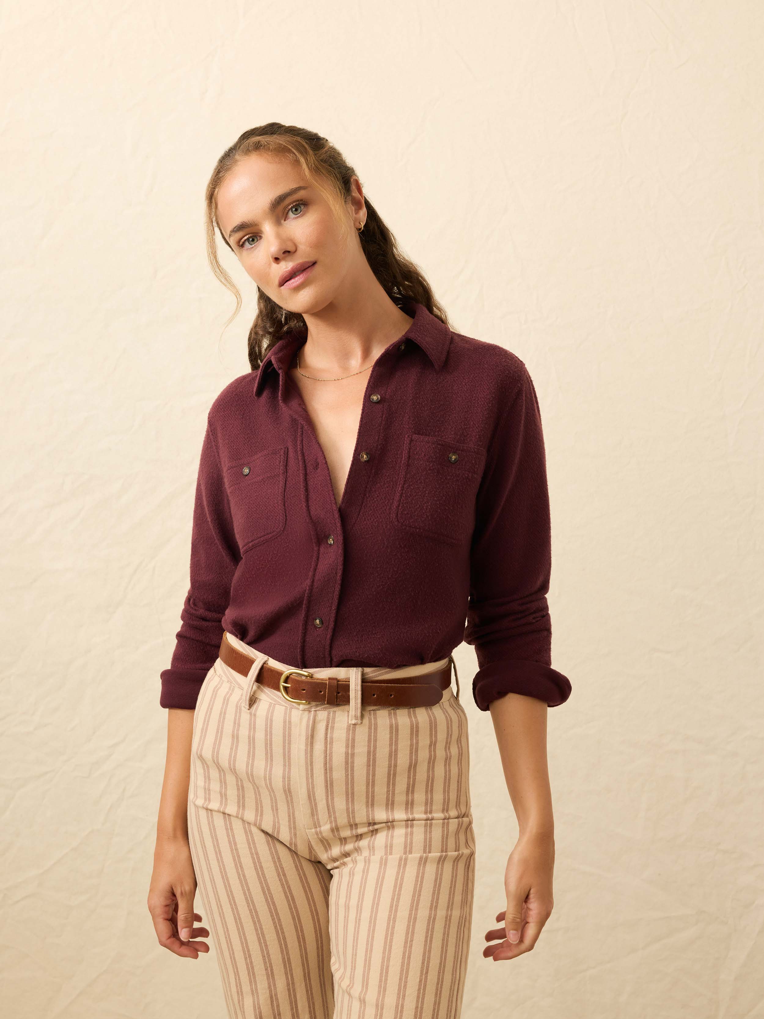 Legend Sweater Shirt - Burgundy Twill | Faherty Brand