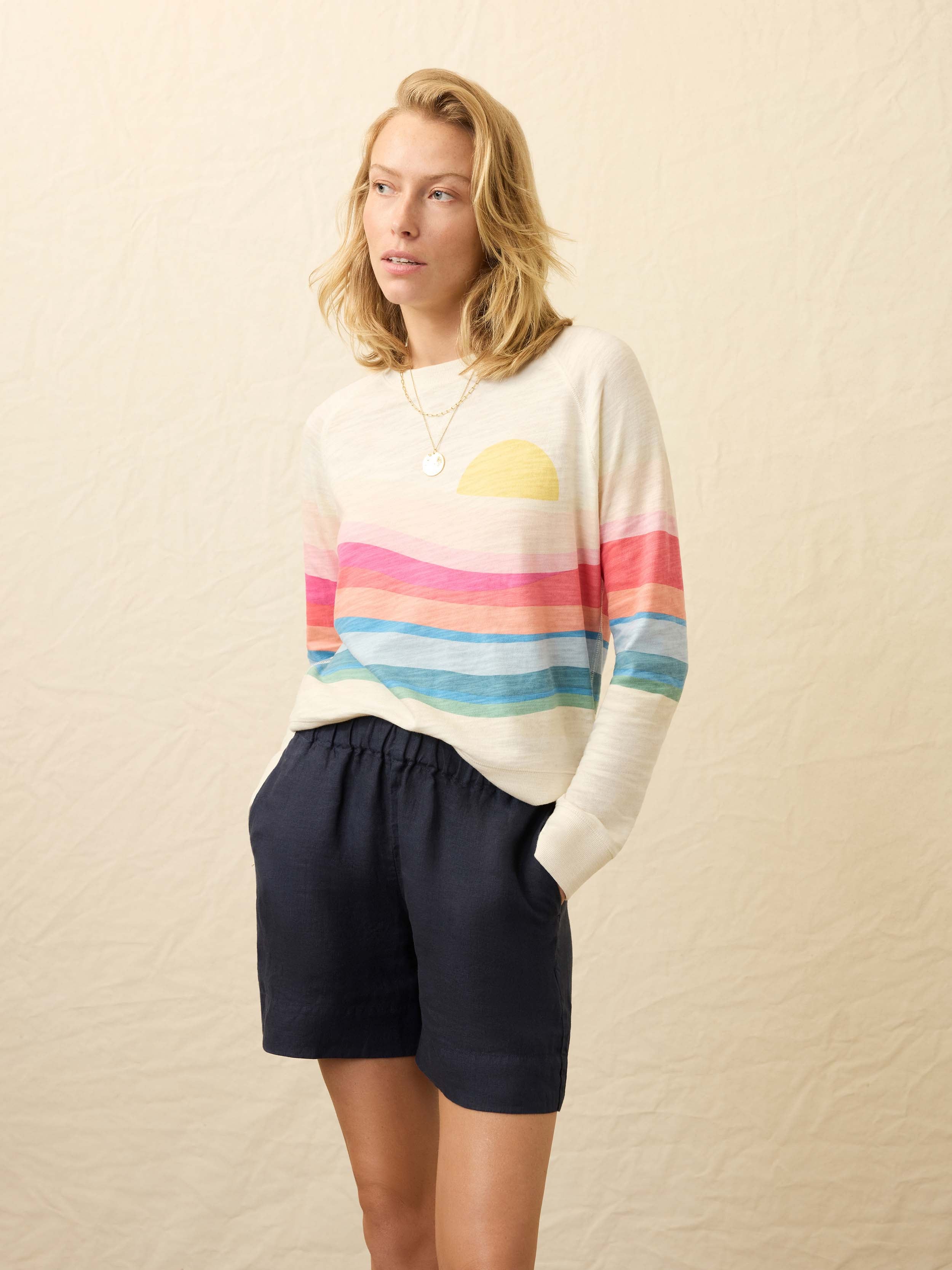 Sunwashed Organic Crewneck - Sun Spritz Soleil | Faherty Brand
