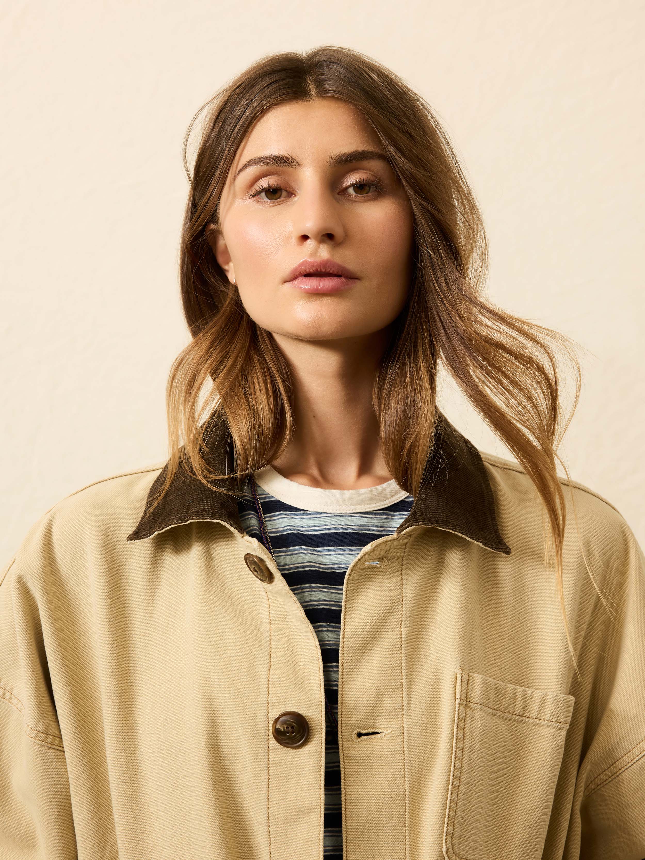 Sunwashed Canvas Barn Jacket - Sandy Khaki | Faherty Brand