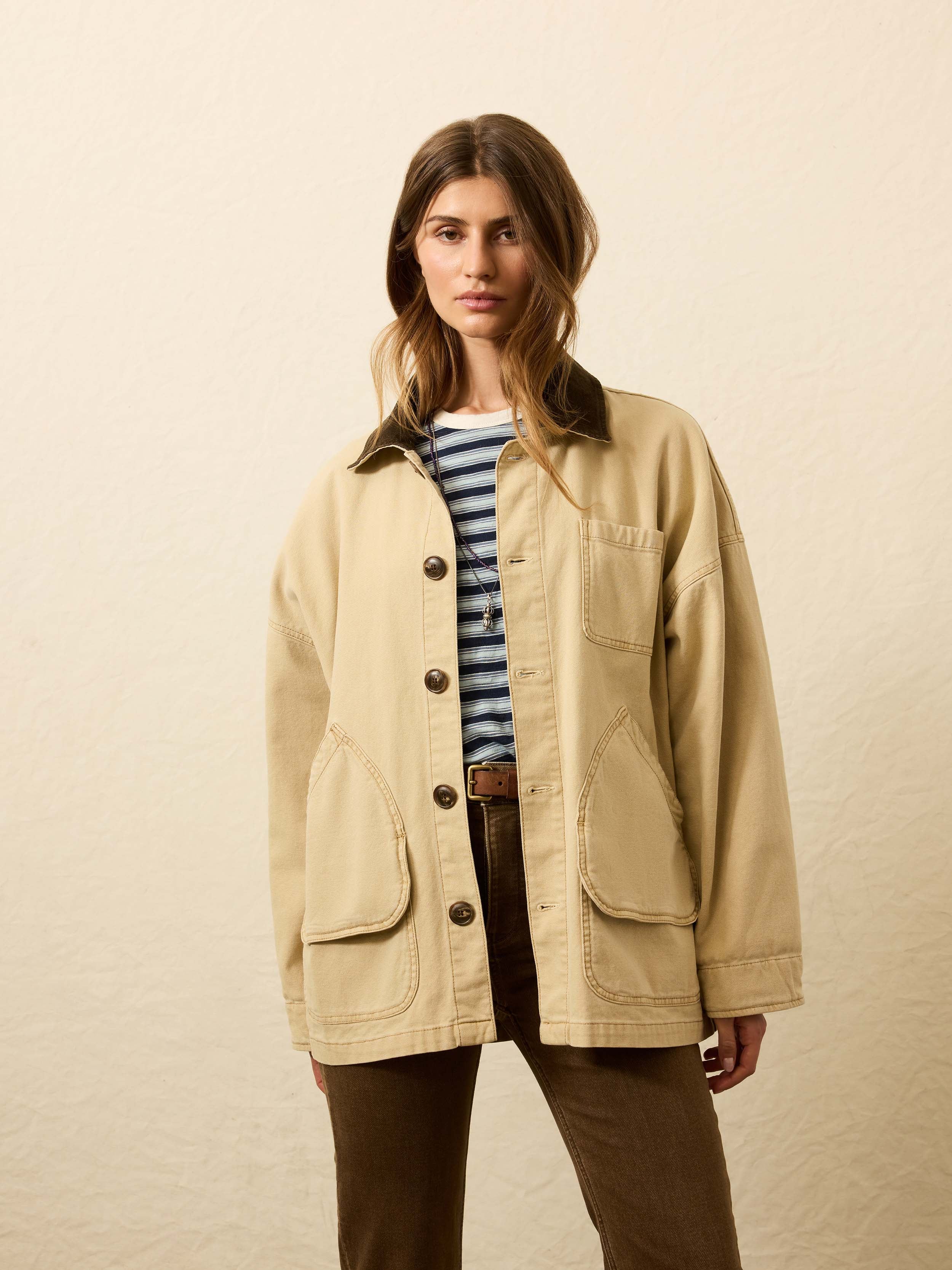 Sunwashed Canvas Barn Jacket - Sandy Khaki | Faherty Brand