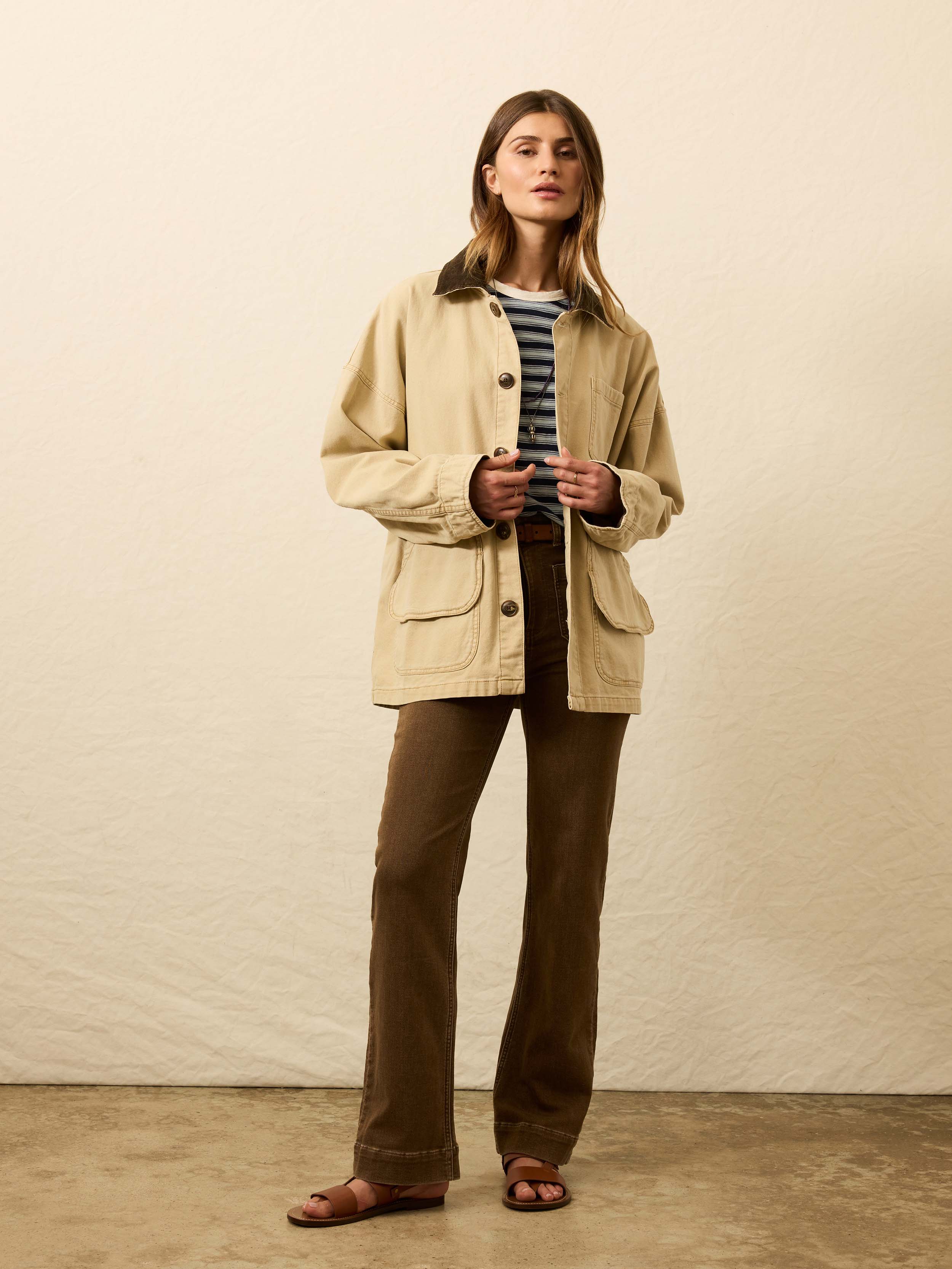 Sunwashed Canvas Barn Jacket - Sandy Khaki | Faherty Brand