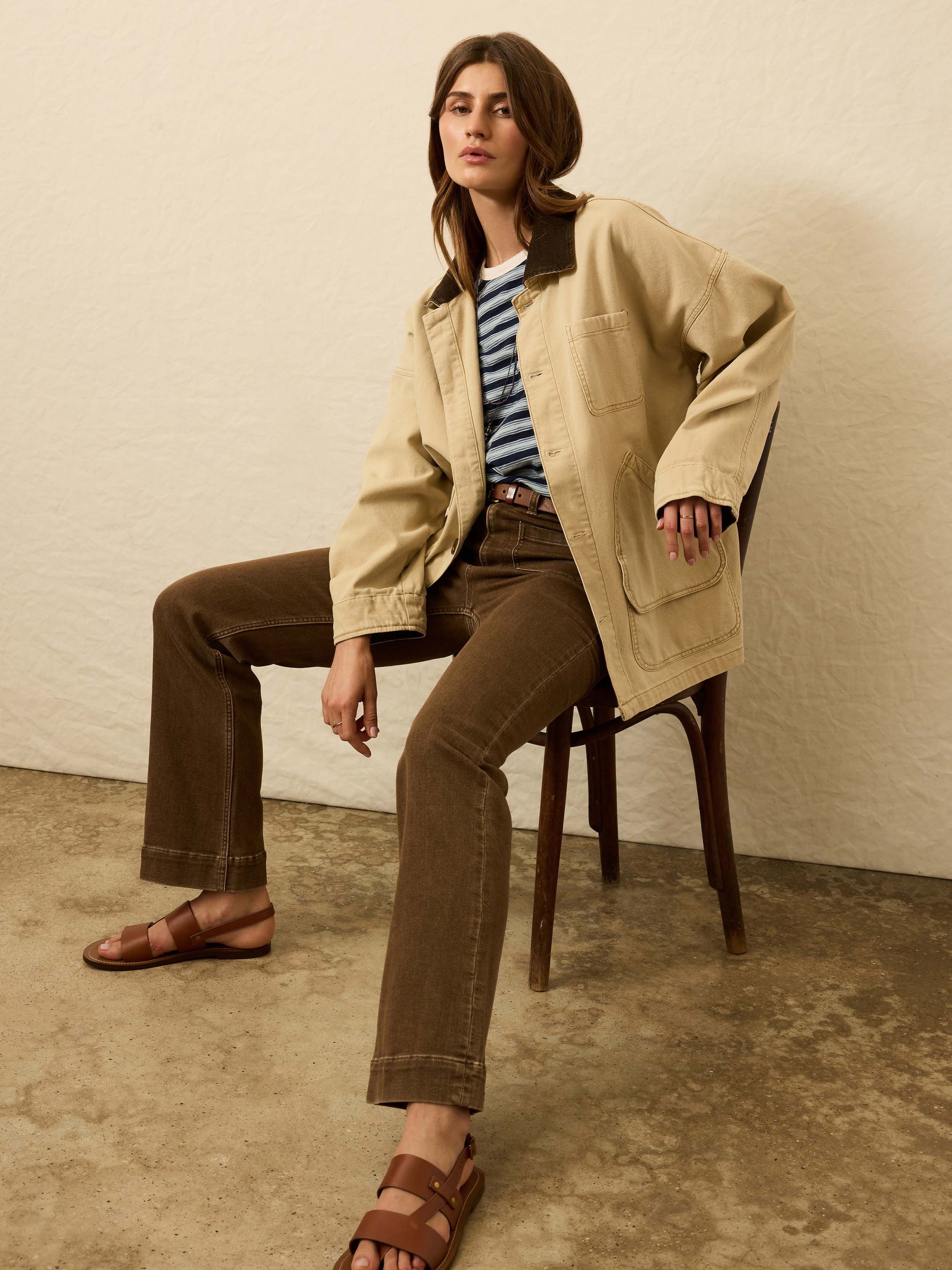 Sunwashed Canvas Barn Jacket - Sandy Khaki | Faherty Brand
