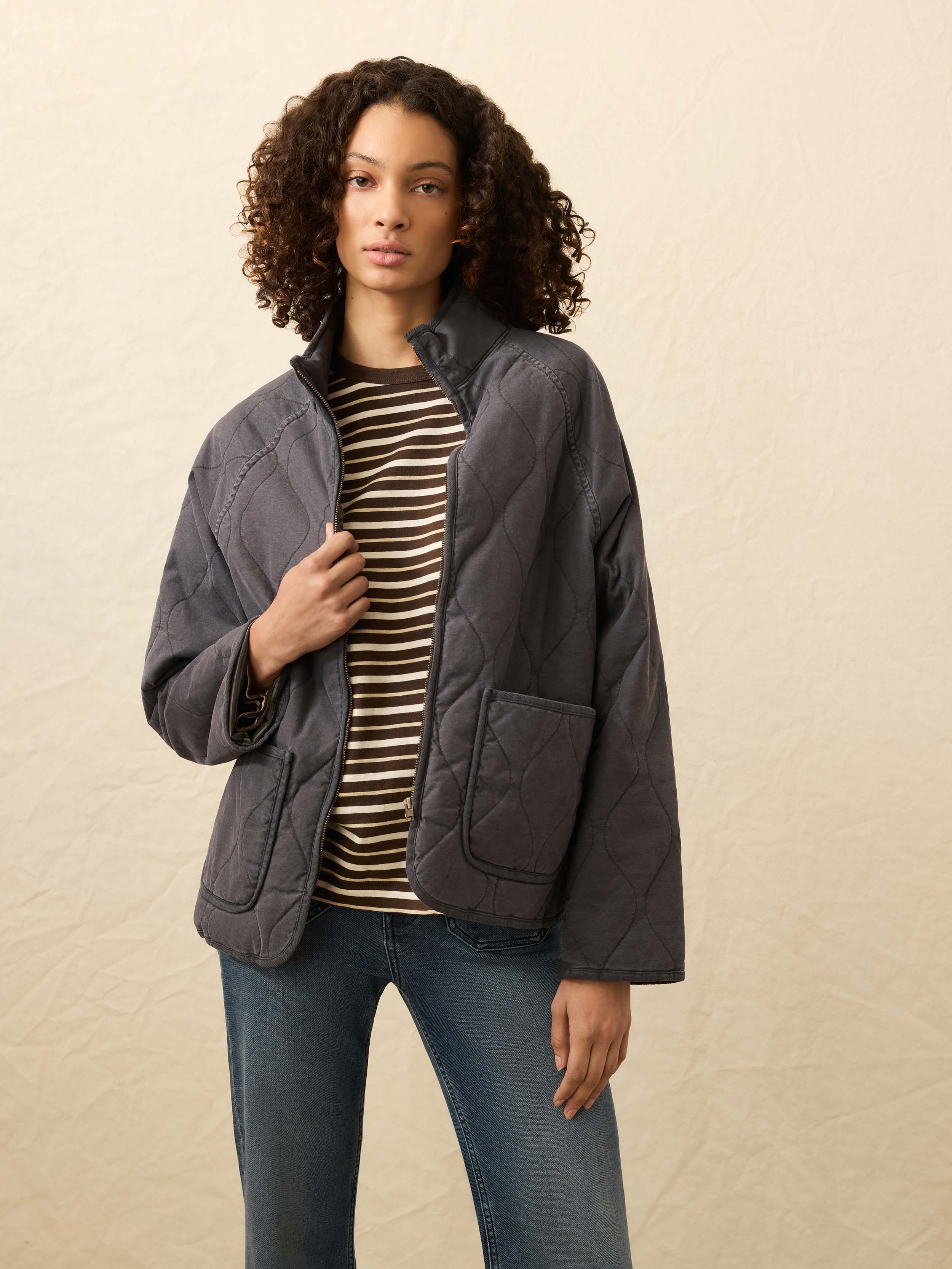 Sunwashed Quilted Jacket - Washed Charcoal | Faherty Brand
