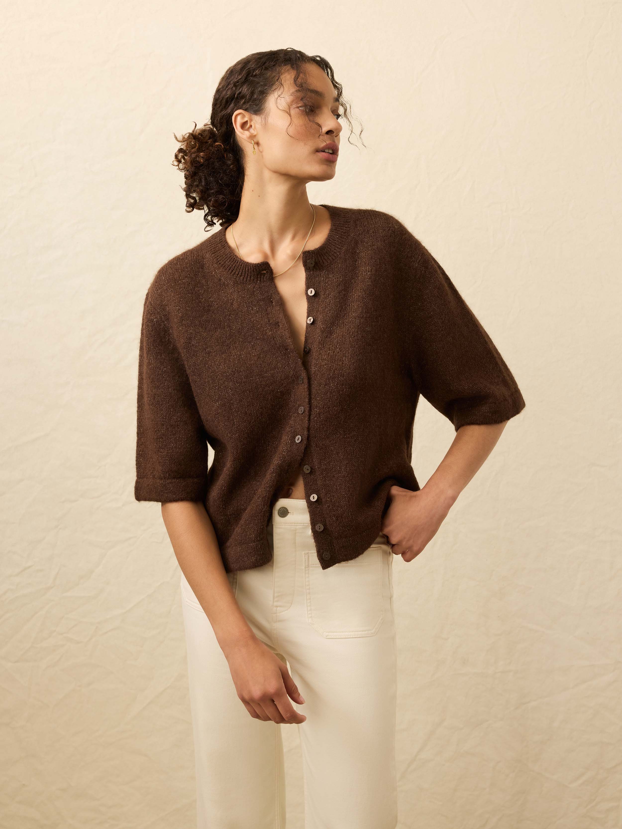 Apres Alpaca Cardigan - Walnut Brown | Faherty Brand