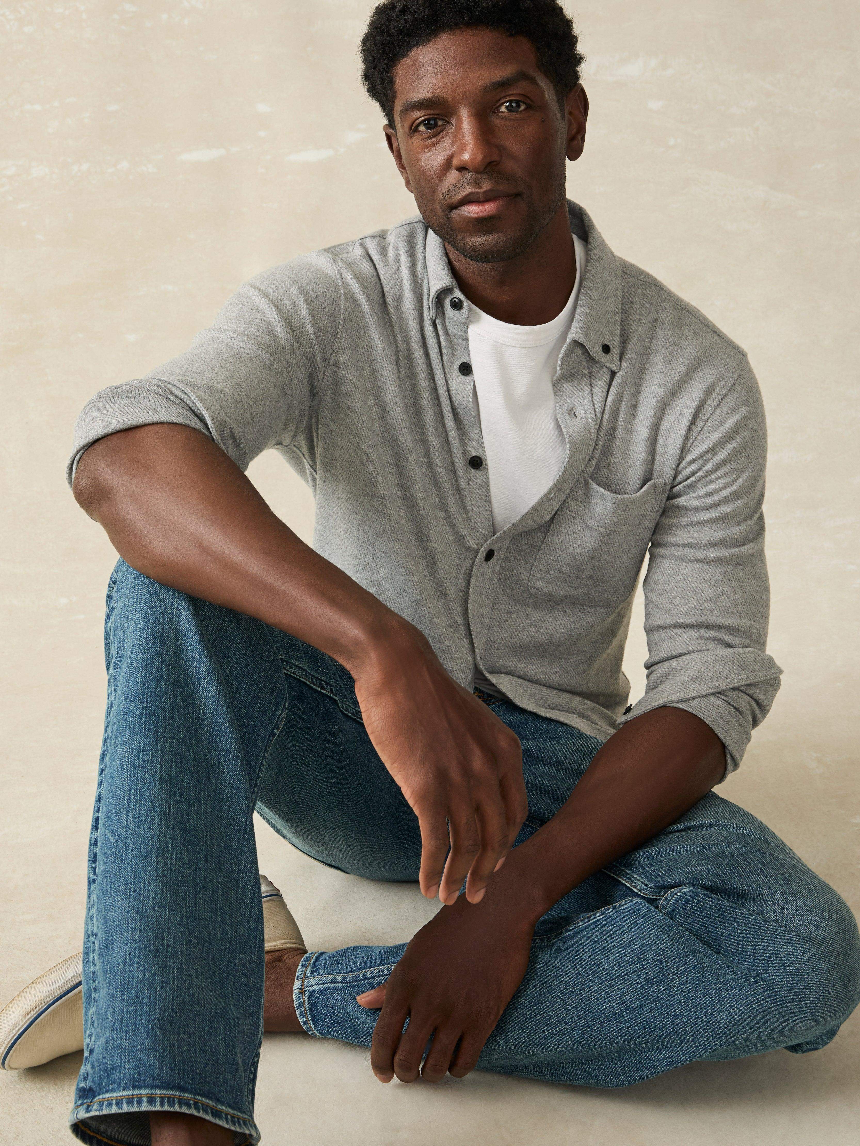 Legend™ Sweater Shirt (single Pocket) - Fossil Grey Twill | Faherty Brand