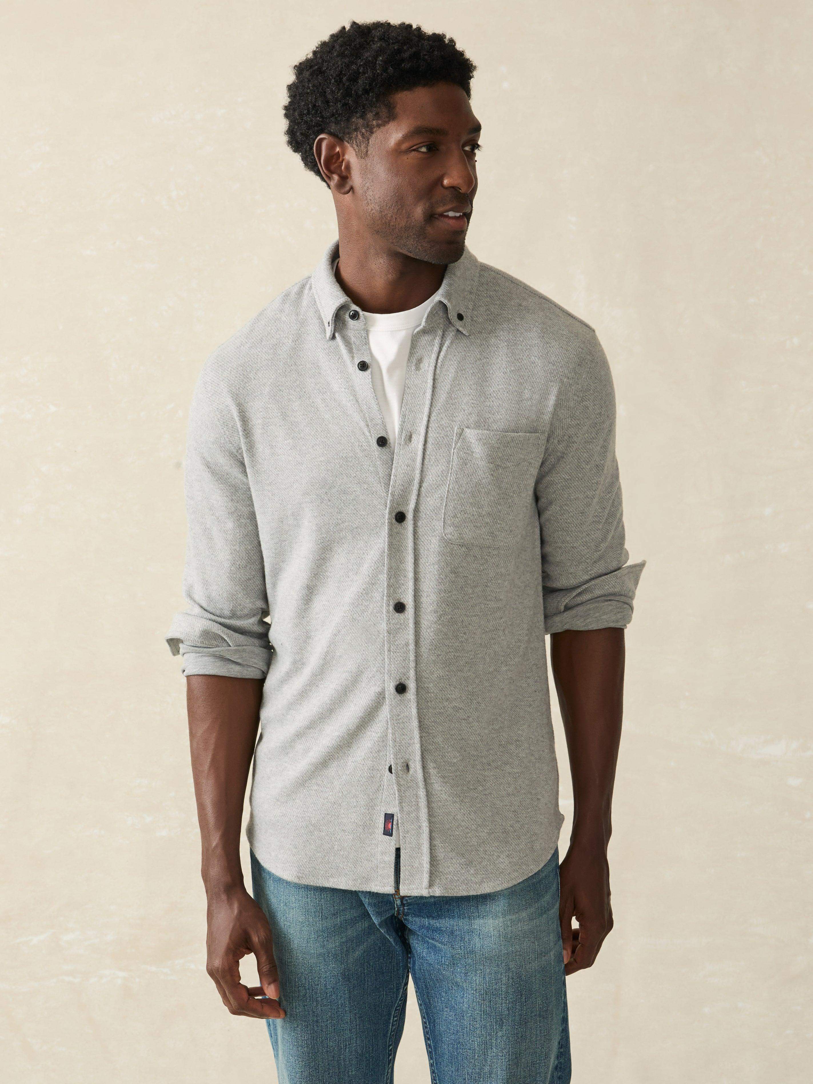 Legend™ Sweater Shirt (single Pocket) - Fossil Grey Twill | Faherty Brand