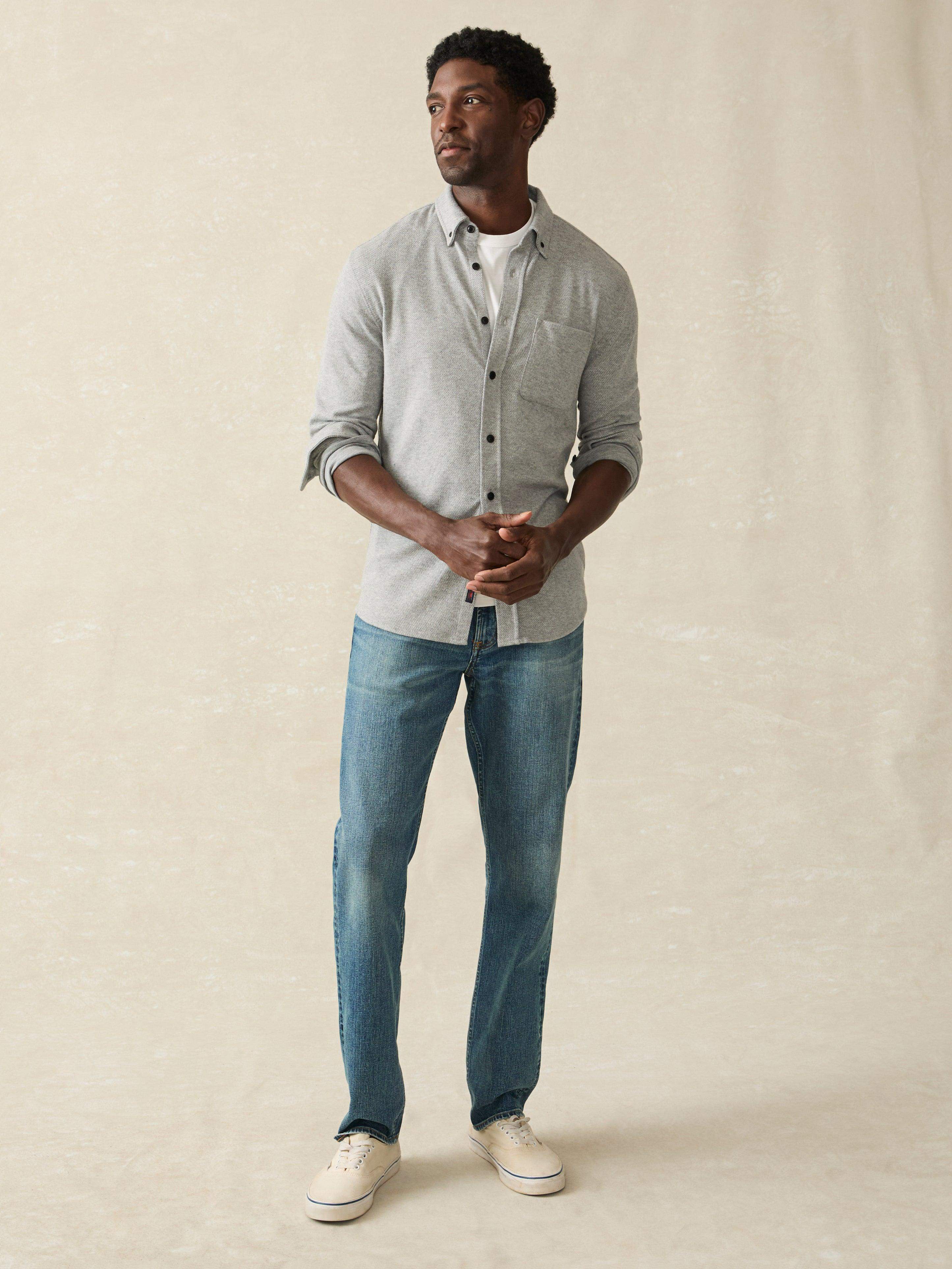 Legend™ Sweater Shirt (single Pocket) - Fossil Grey Twill | Faherty Brand