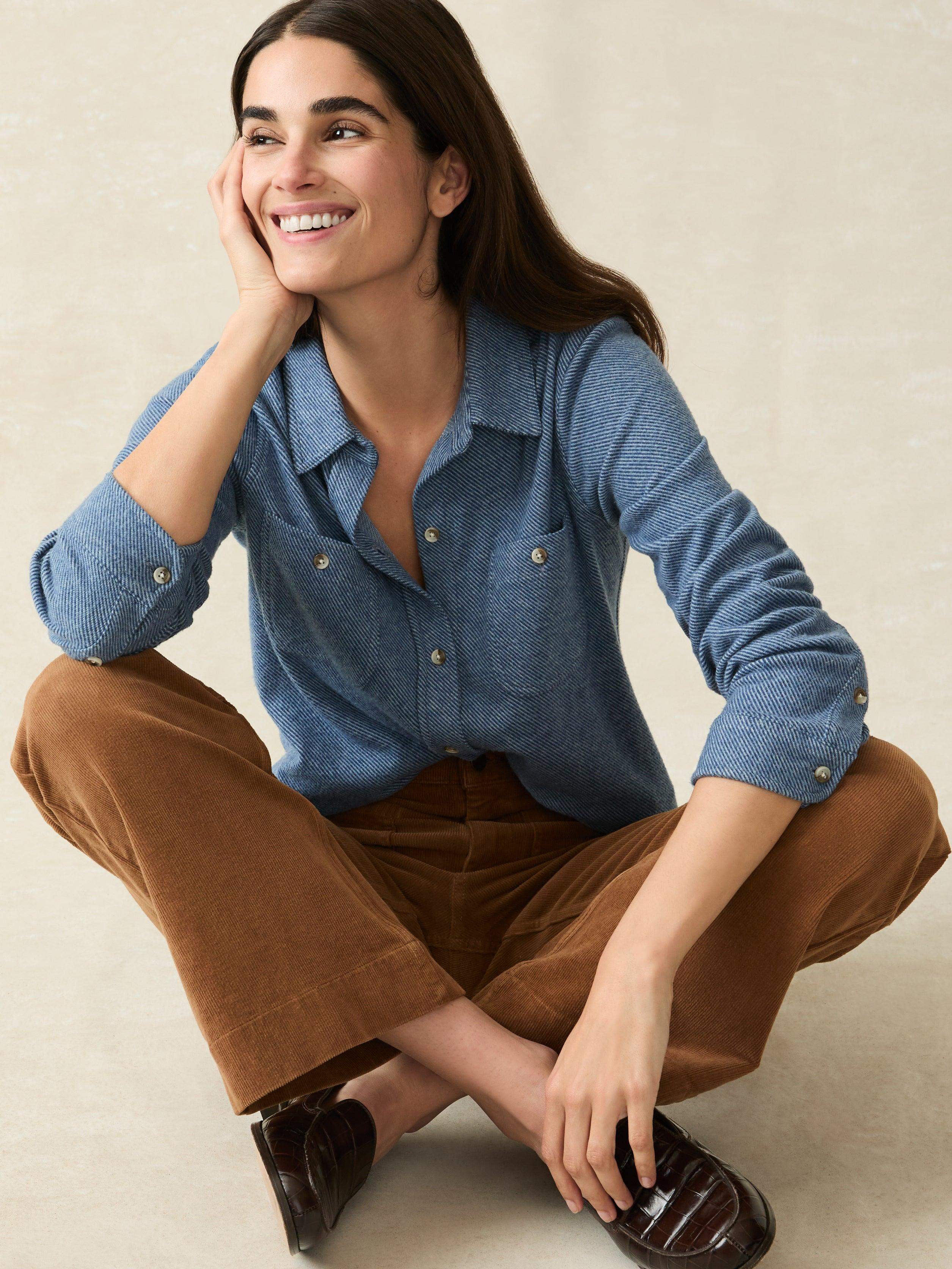 Legend Sweater Shirt - Glacier Blue Twill | Faherty Brand