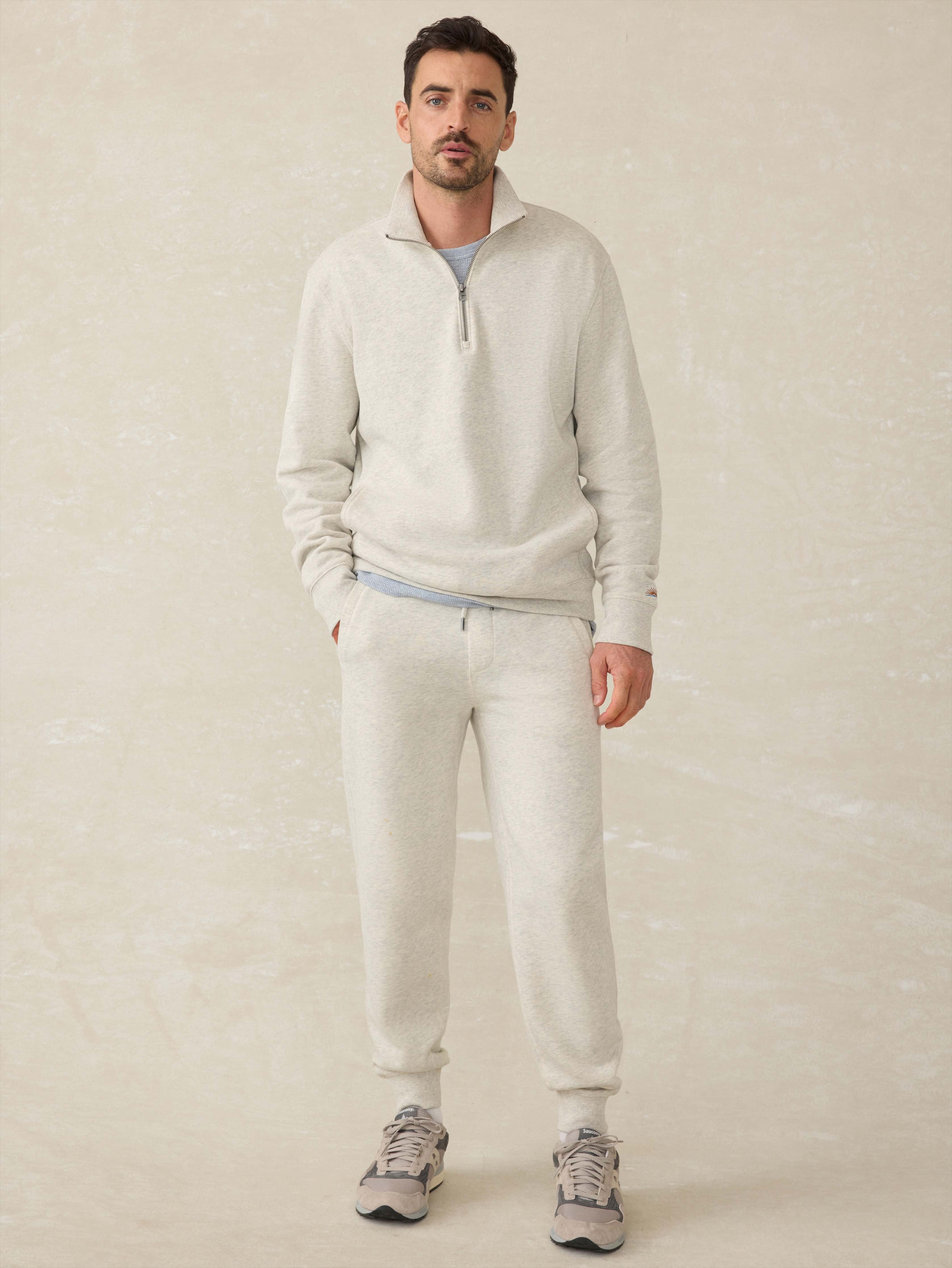 High Standard Fleece Quarter Zip - Antique Ivory Heather | Faherty Brand