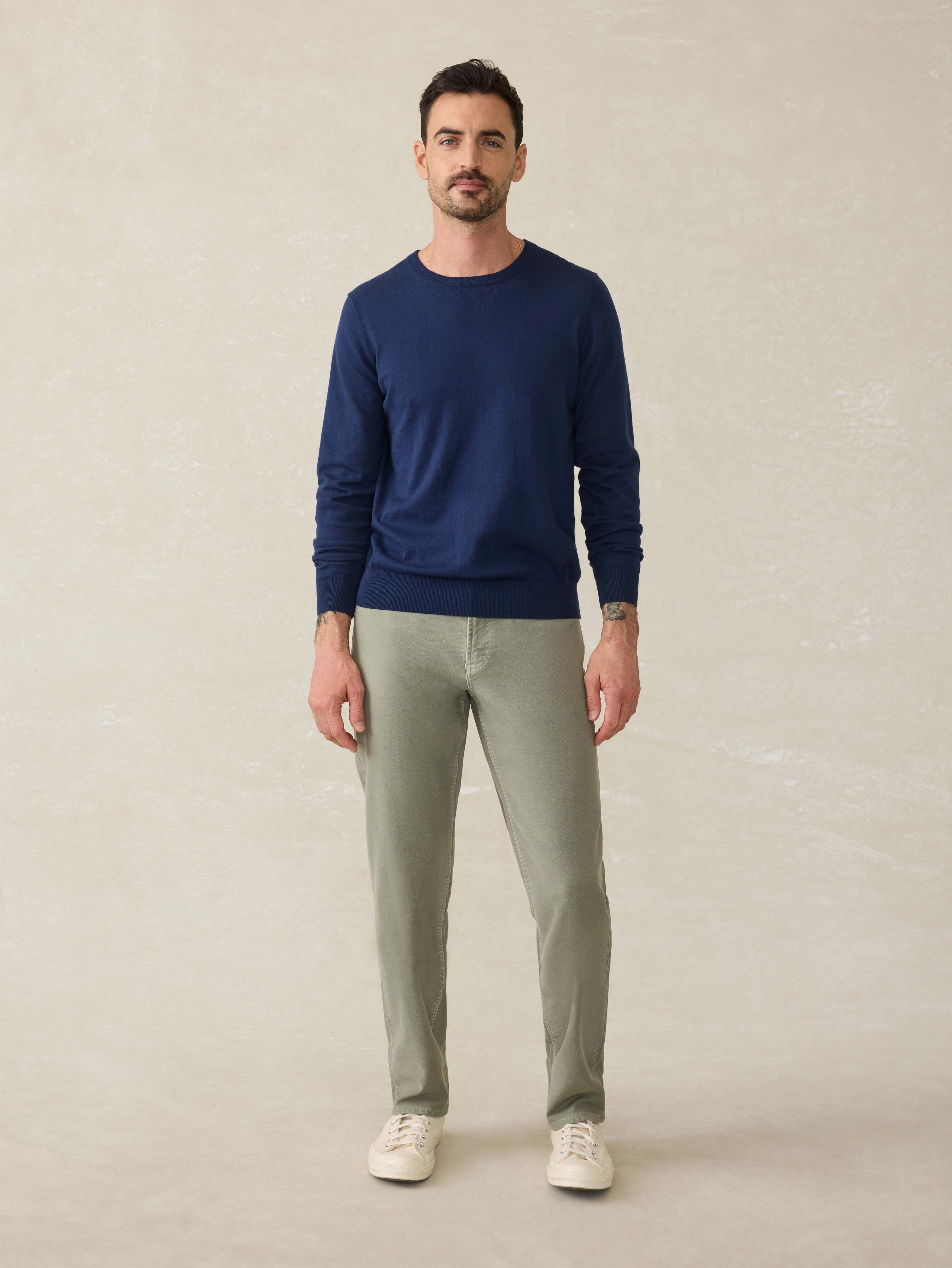 Stretch Terry 5-Pocket Pant - Faded Olive | Faherty Brand