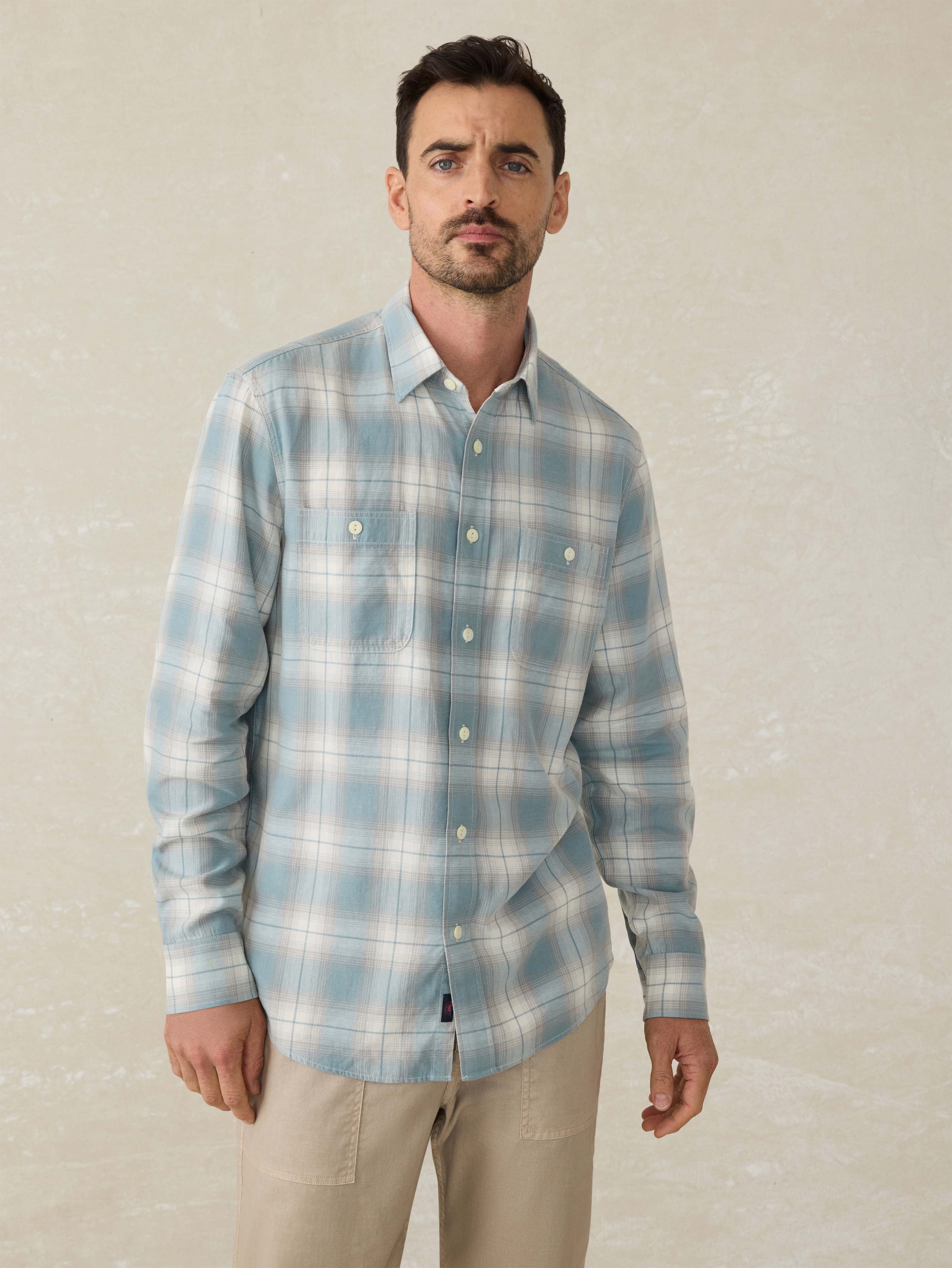 Tried & True Chambray Workshirt - Emerald Coast Plaid | Faherty Brand