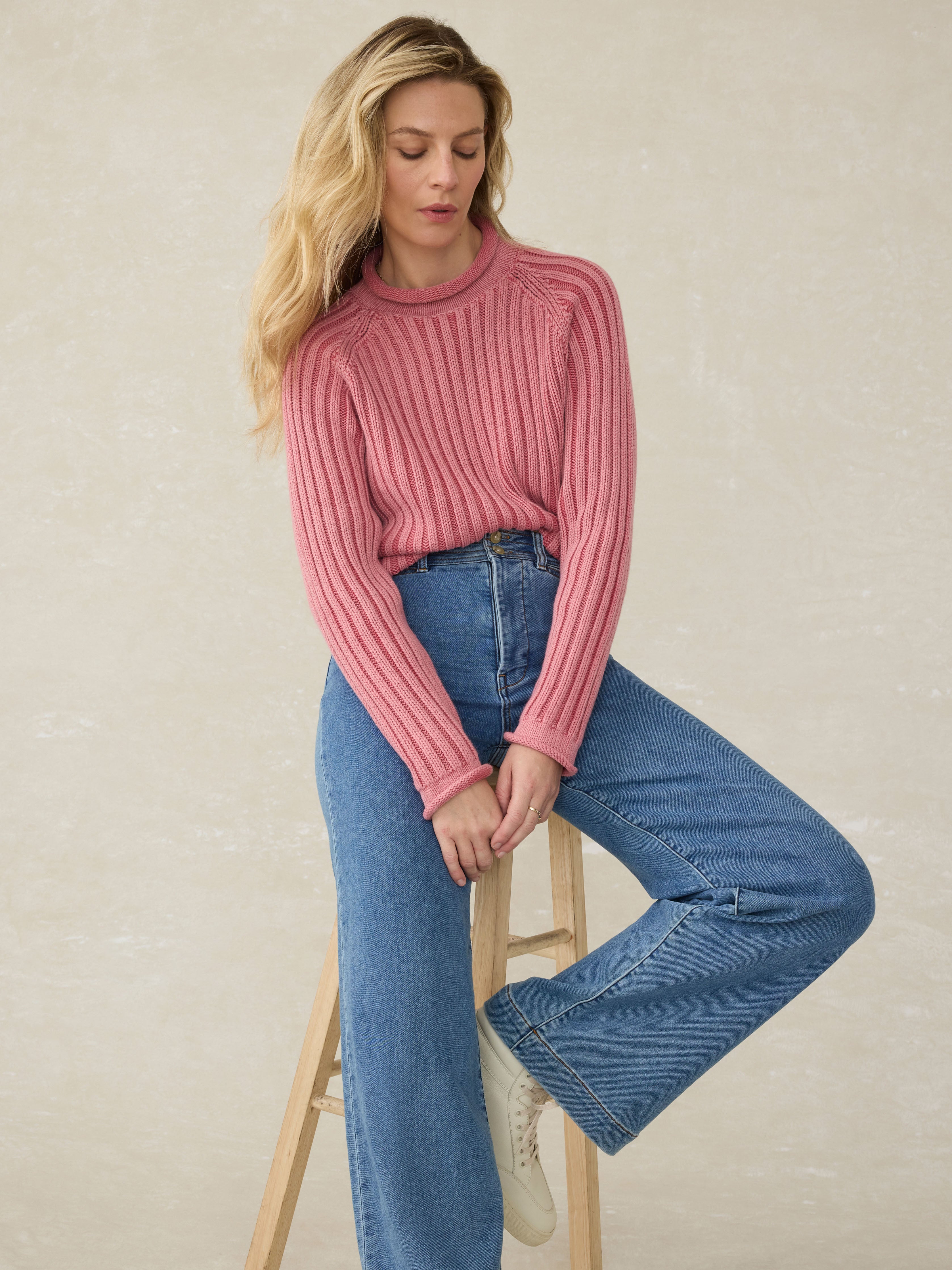 Sunwashed Rollneck Sweater - Baroque Rose | Faherty Brand