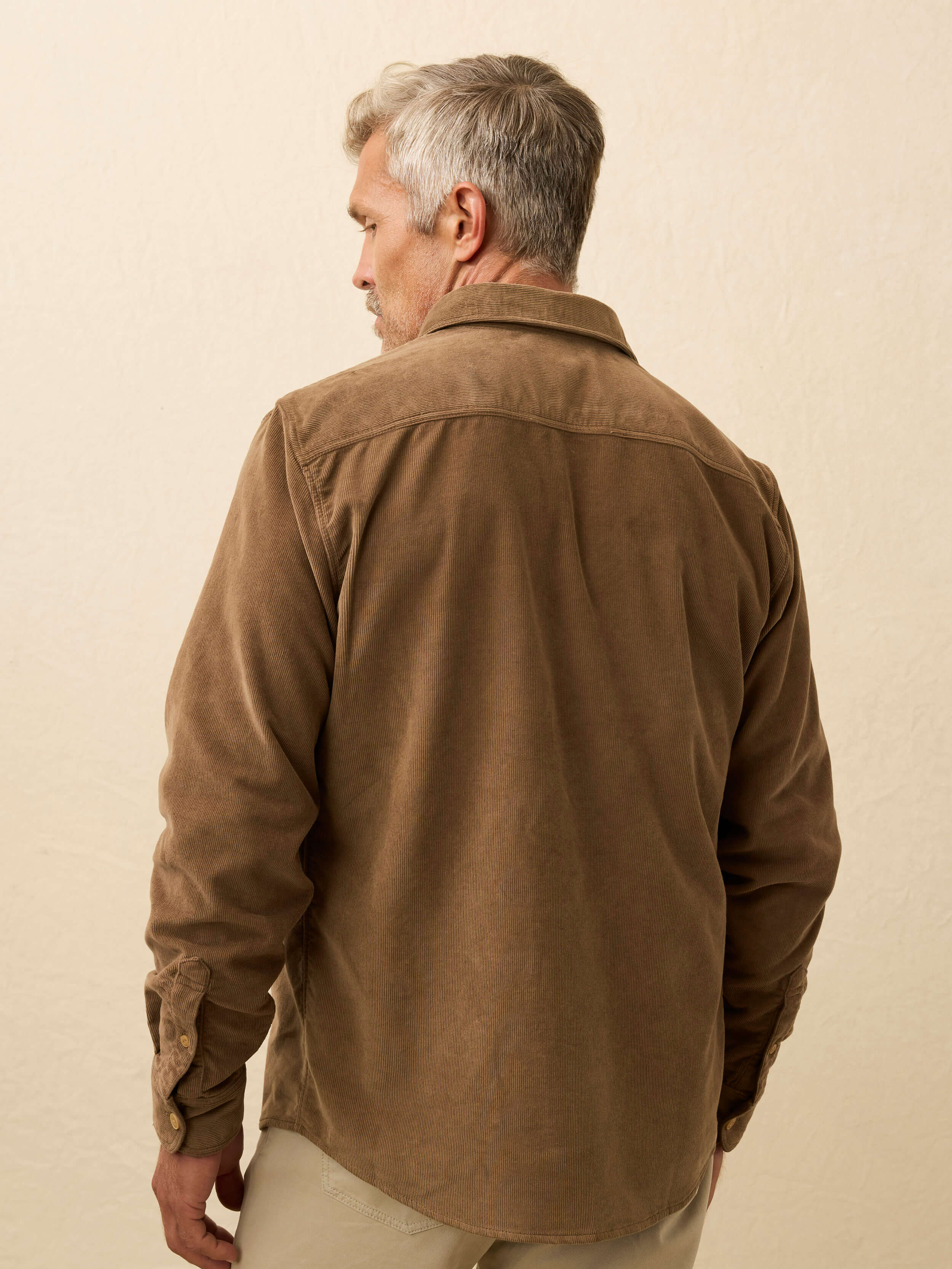 Stretch Terry Corduroy Workshirt - Timber | Faherty Brand