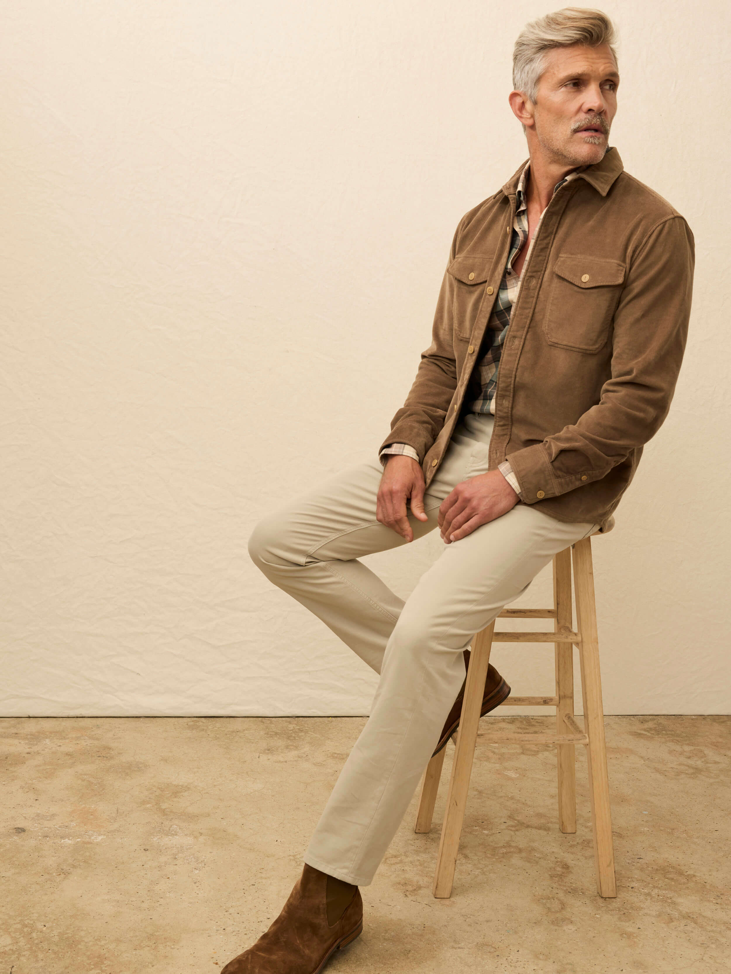 Stretch Terry Corduroy Workshirt - Timber | Faherty Brand