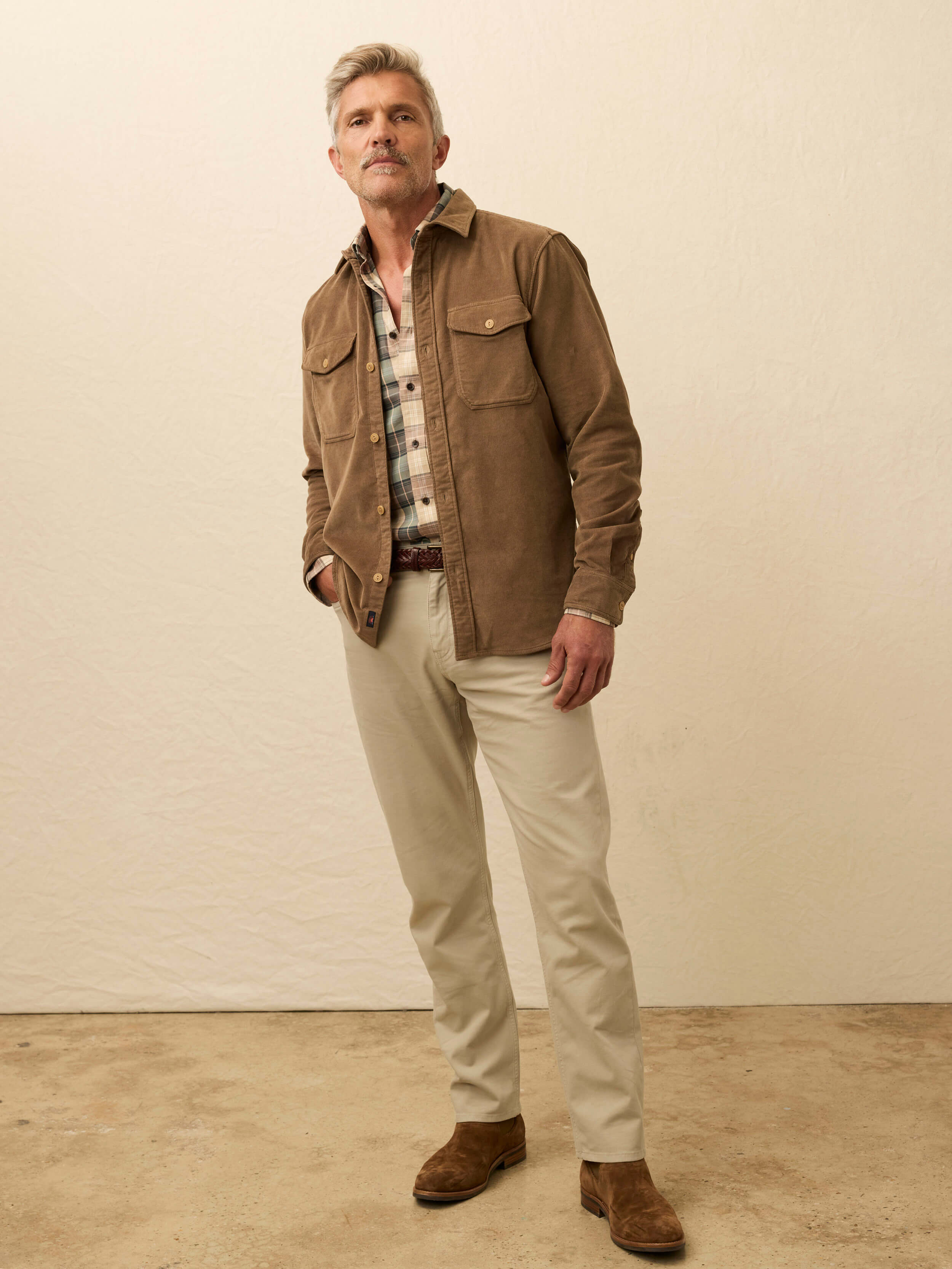 Stretch Terry Corduroy Workshirt - Timber | Faherty Brand