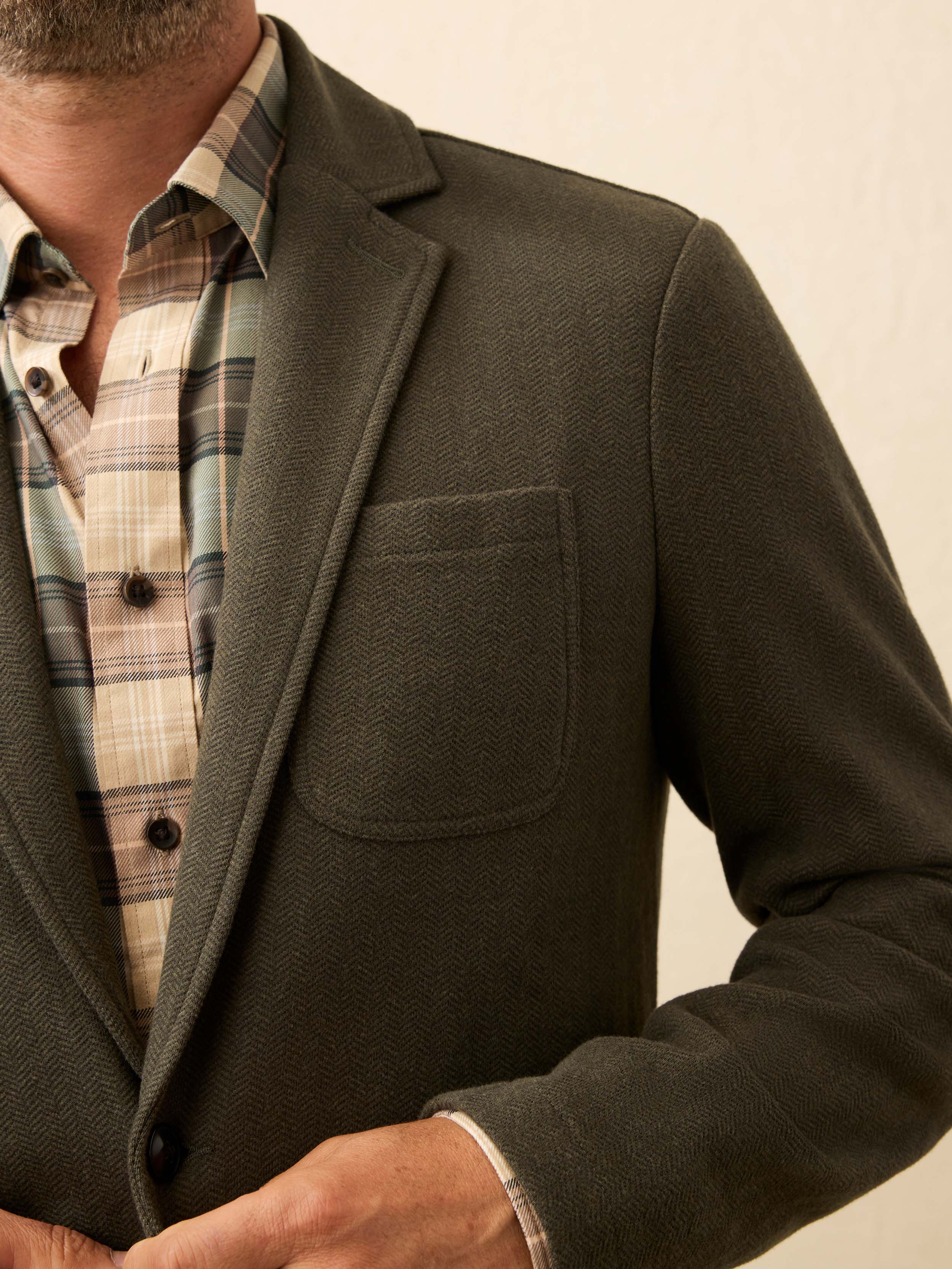 Inlet Knit Tweed Blazer - Olive Lake Herringbone | Faherty Brand