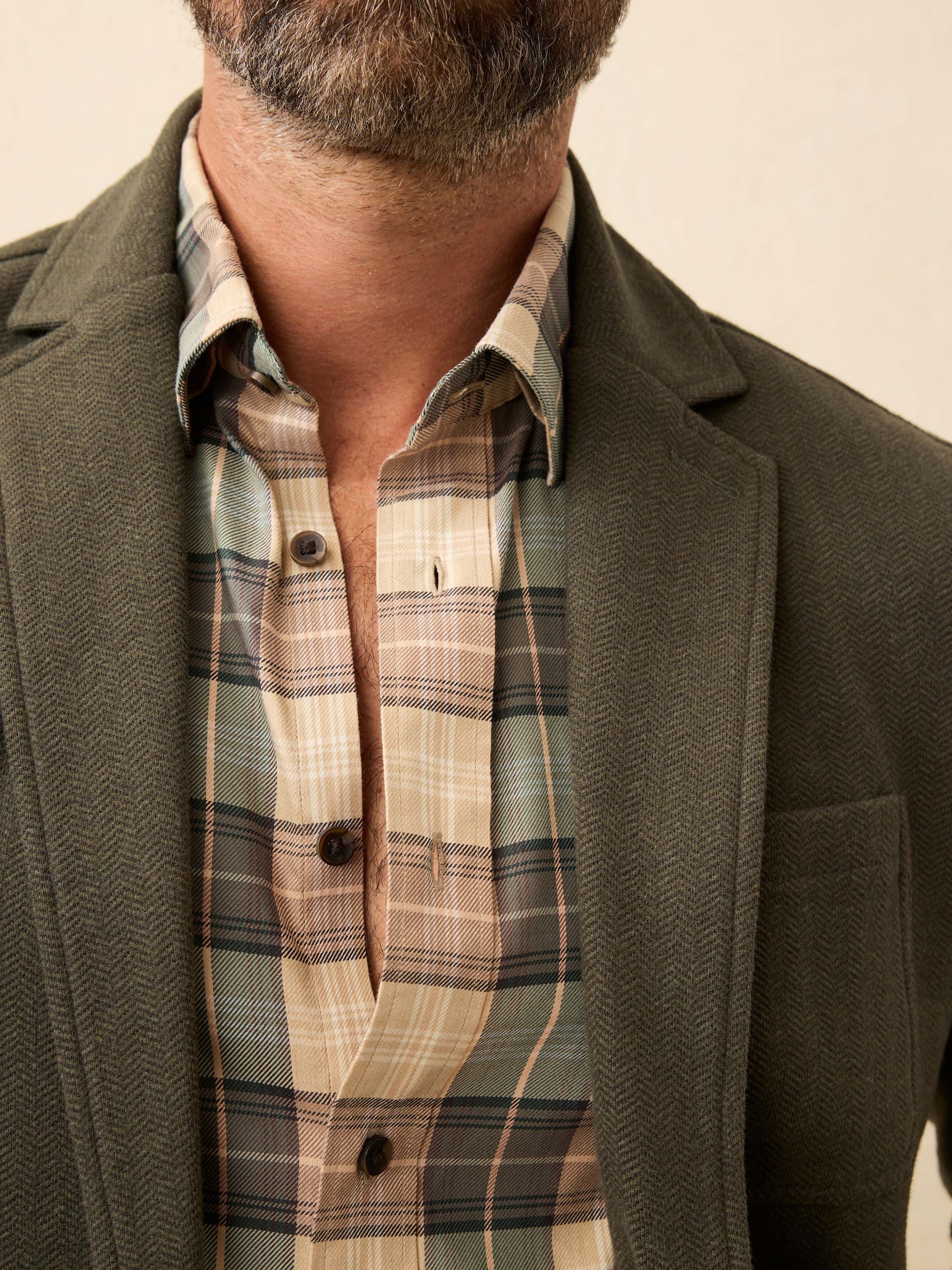 Inlet Knit Tweed Blazer - Olive Lake Herringbone | Faherty Brand