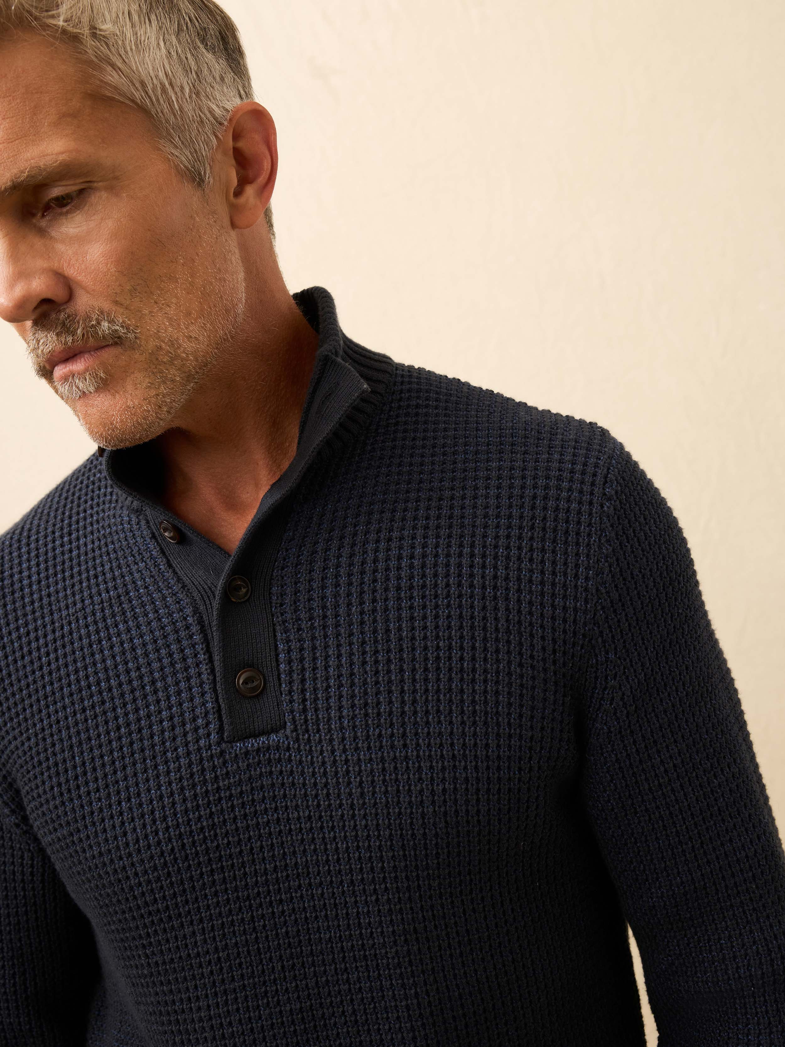 Quarter Button Sweater - Winter Navy | Faherty Brand