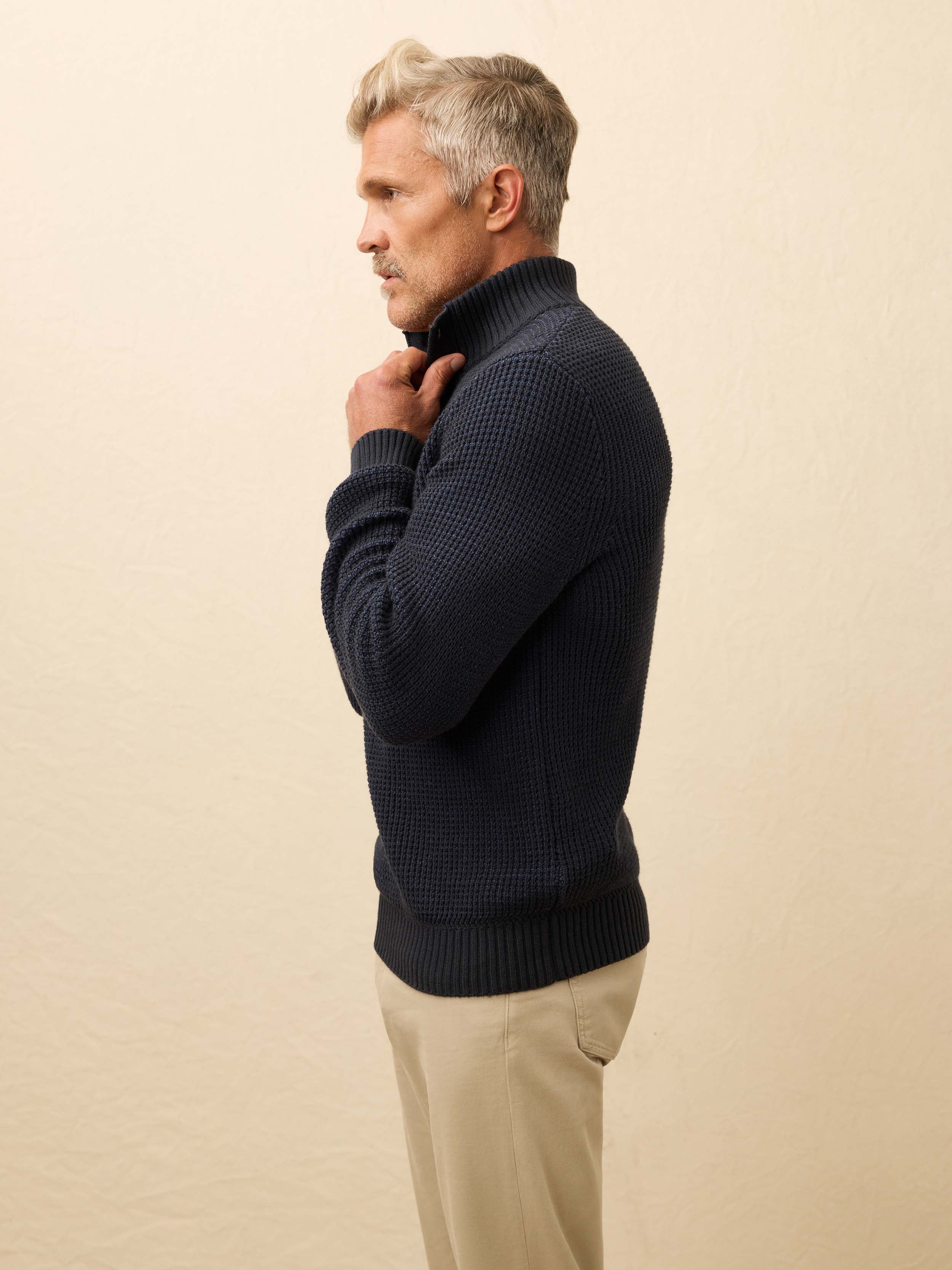 Quarter Button Sweater - Winter Navy | Faherty Brand