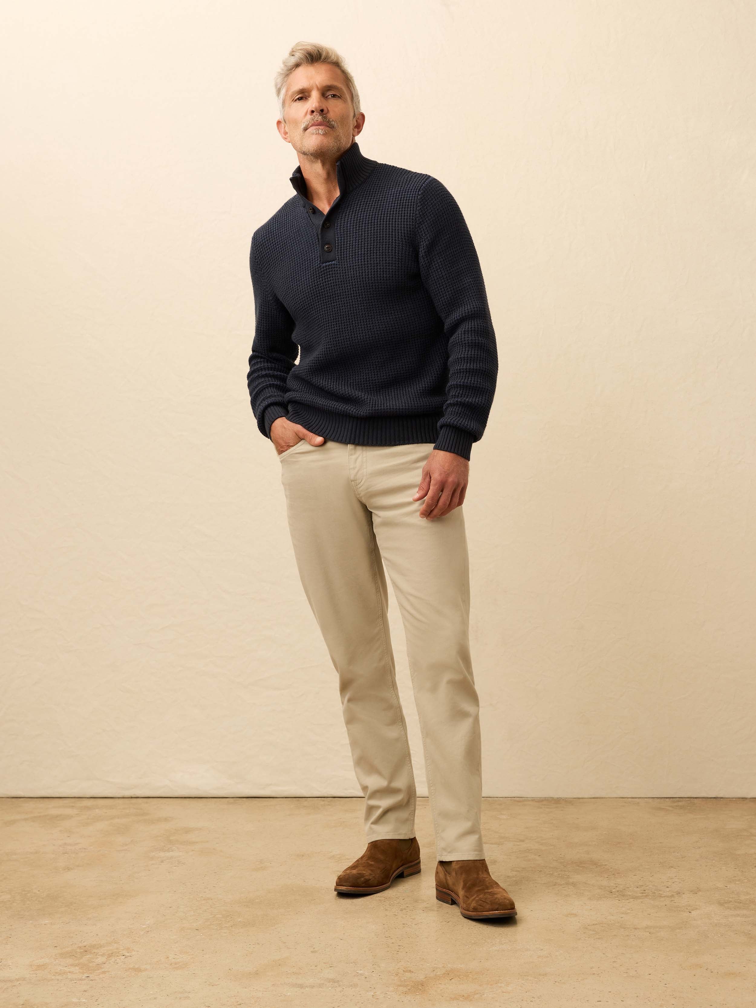 Quarter Button Sweater - Winter Navy | Faherty Brand