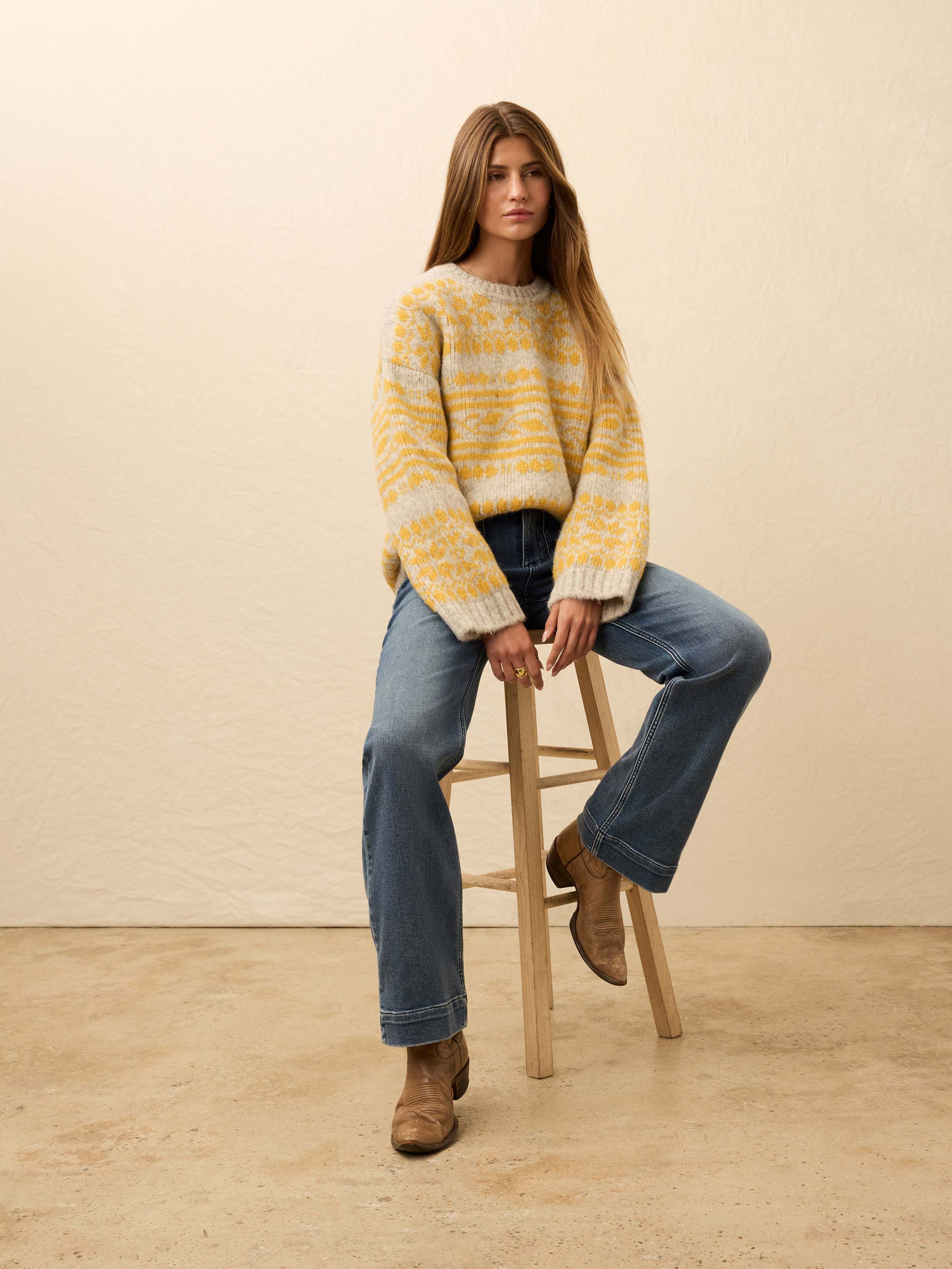 Powder Peak Boyfriend Sweater - Glacier Oat | Faherty Brand