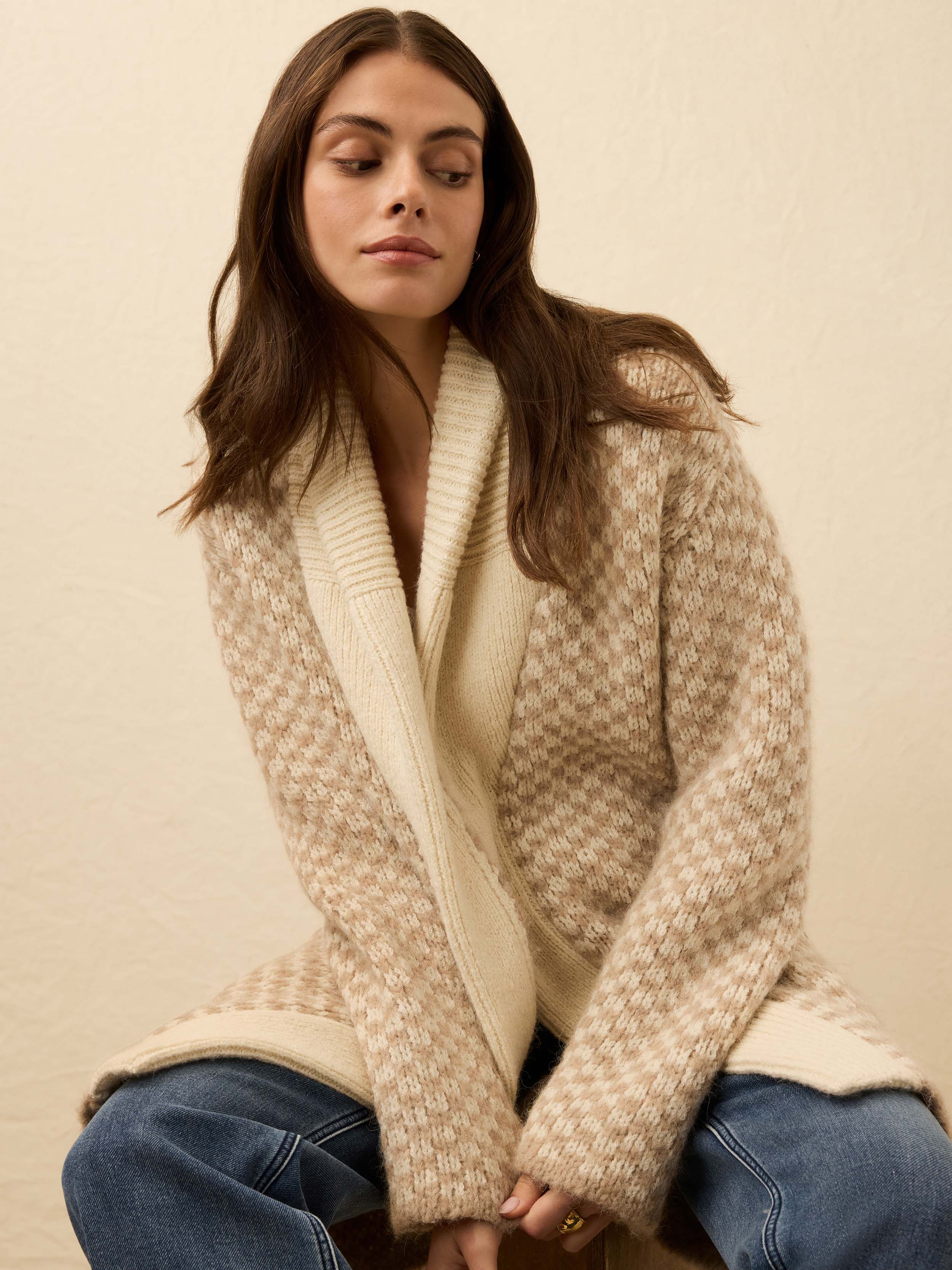 Alpaca Cabin Sweater Coat - Cream | Faherty Brand