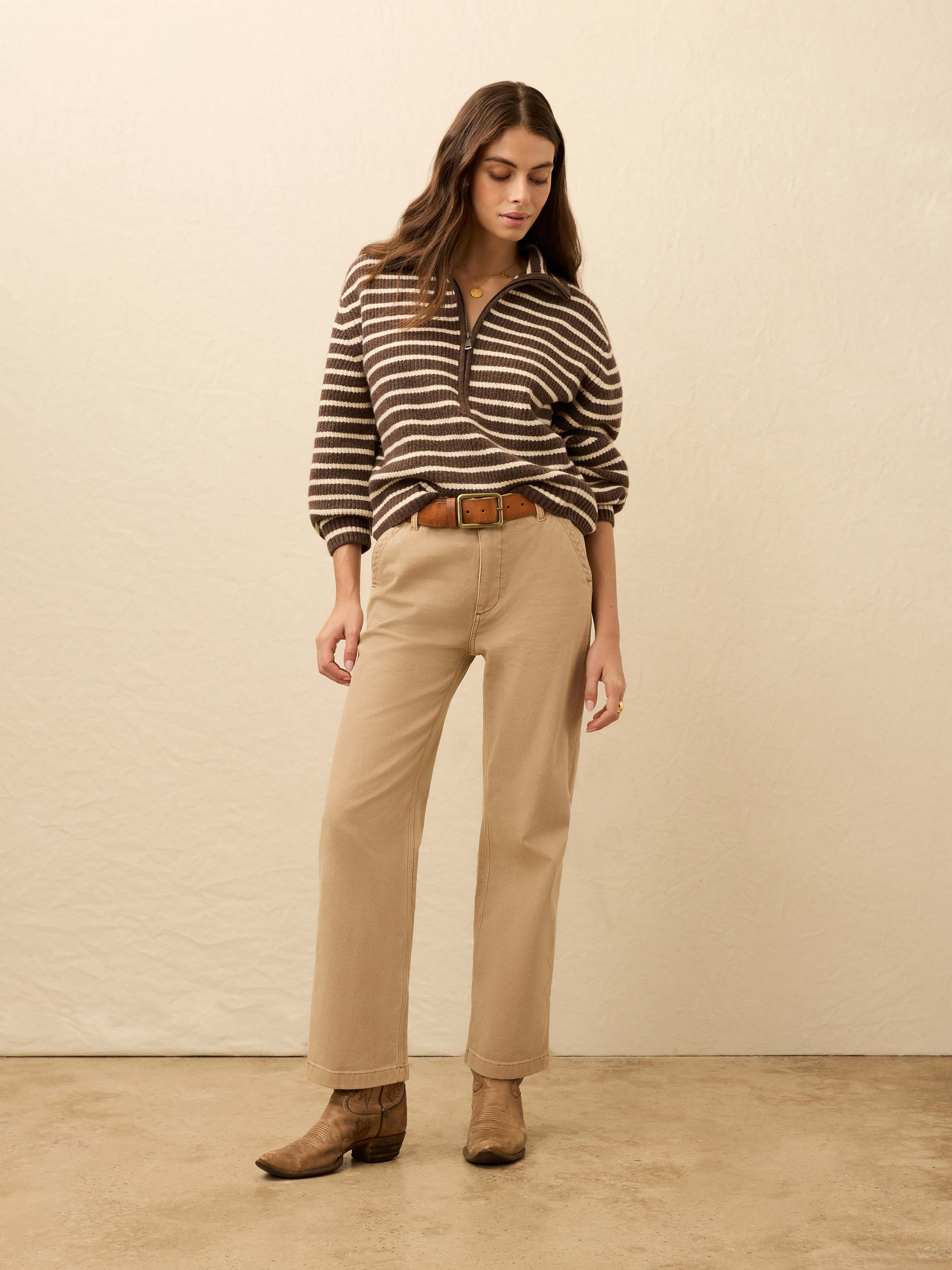 Jackson Quarter Zip - Mocha Stripe | Faherty Brand
