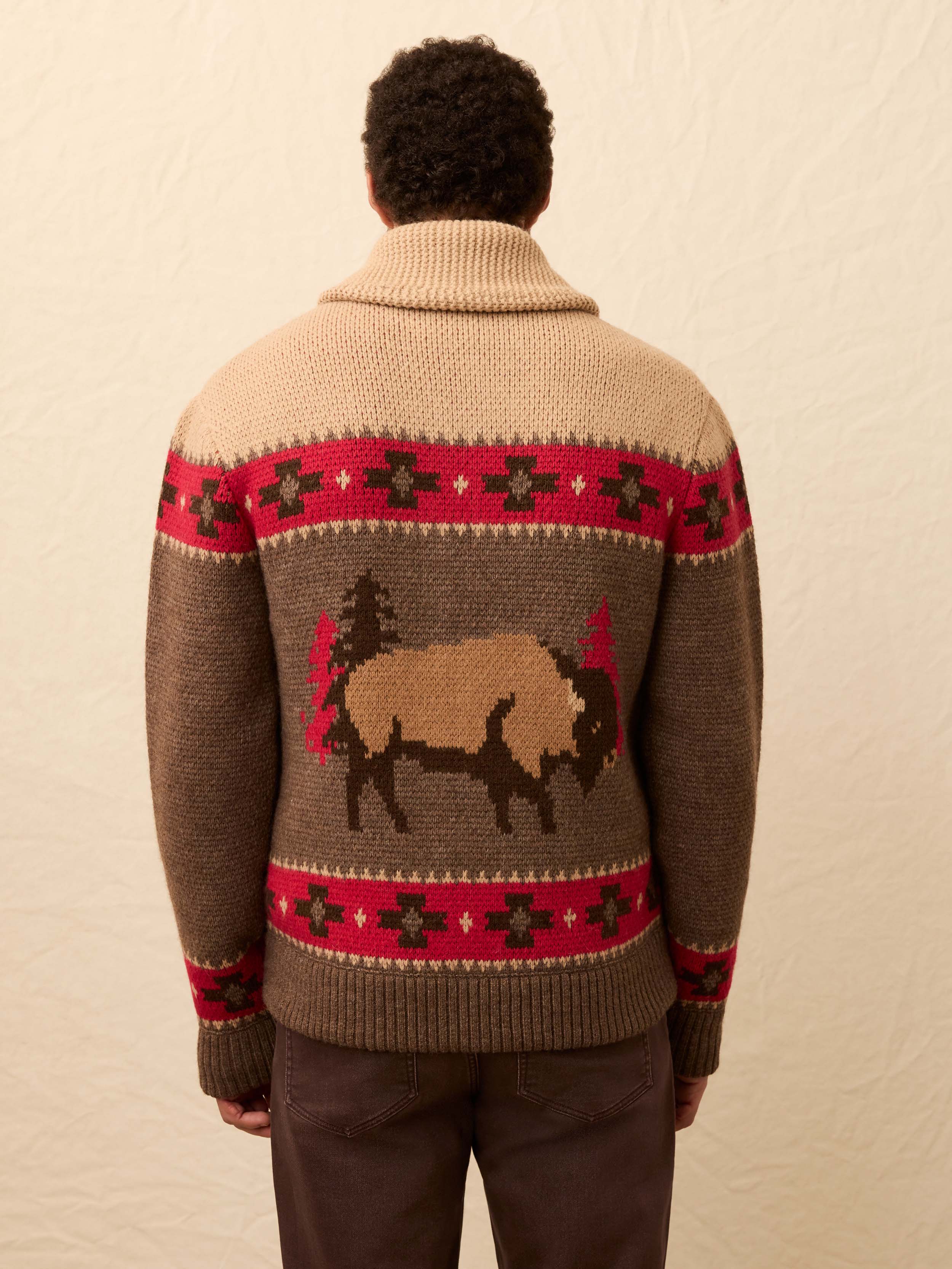 Steven Paul Judd Buffalo Zip Cardigan - Brown Winter Prairie | Faherty Brand