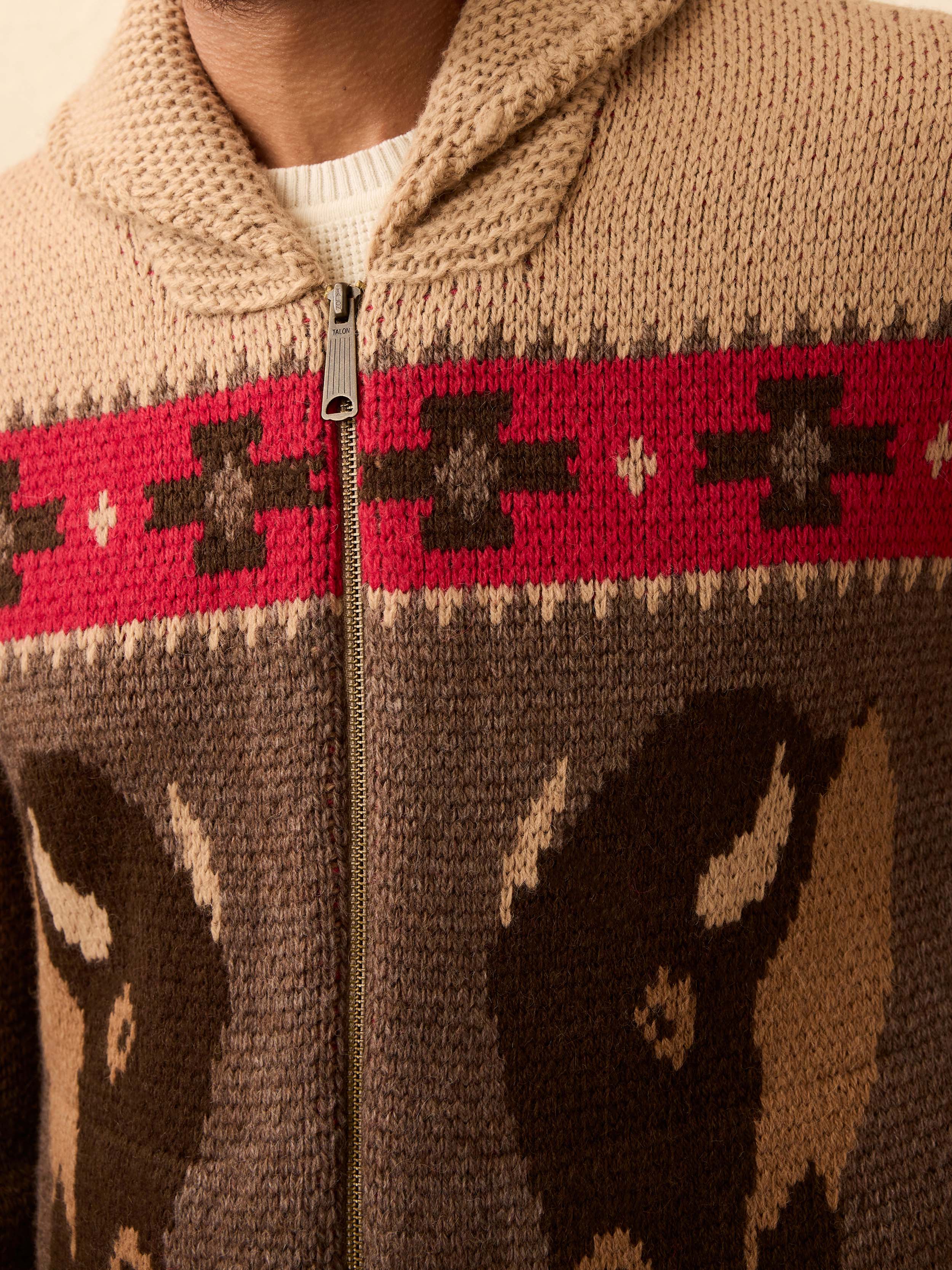 Steven Paul Judd Buffalo Zip Cardigan - Brown Winter Prairie | Faherty Brand