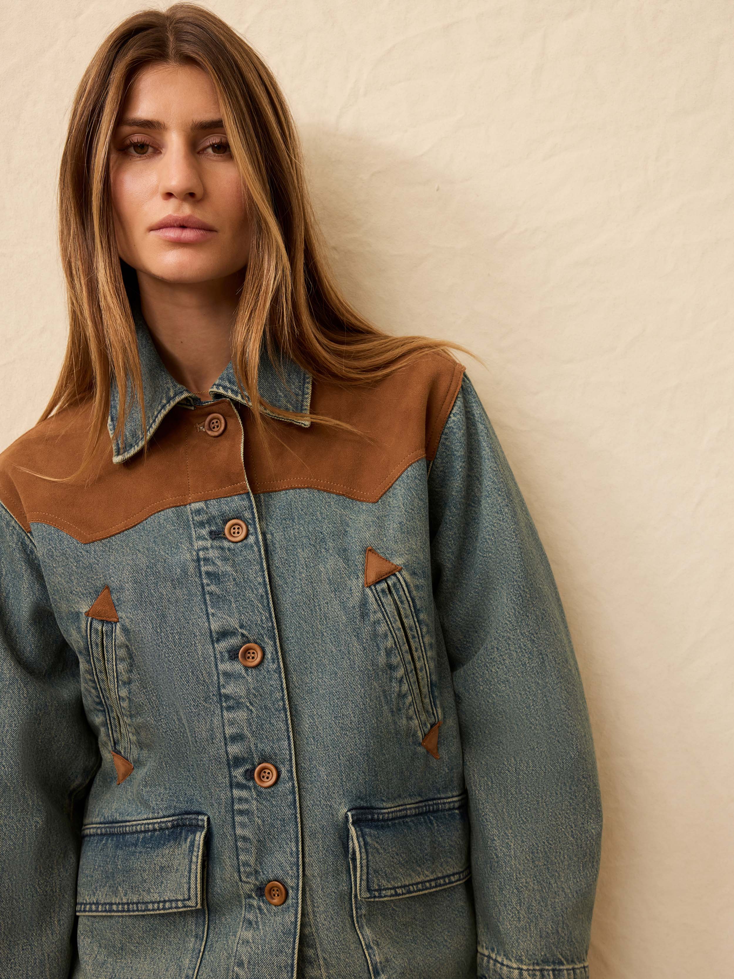 Ridge Back Denim Suede Jacket - Creekside Indigo Wash | Faherty Brand