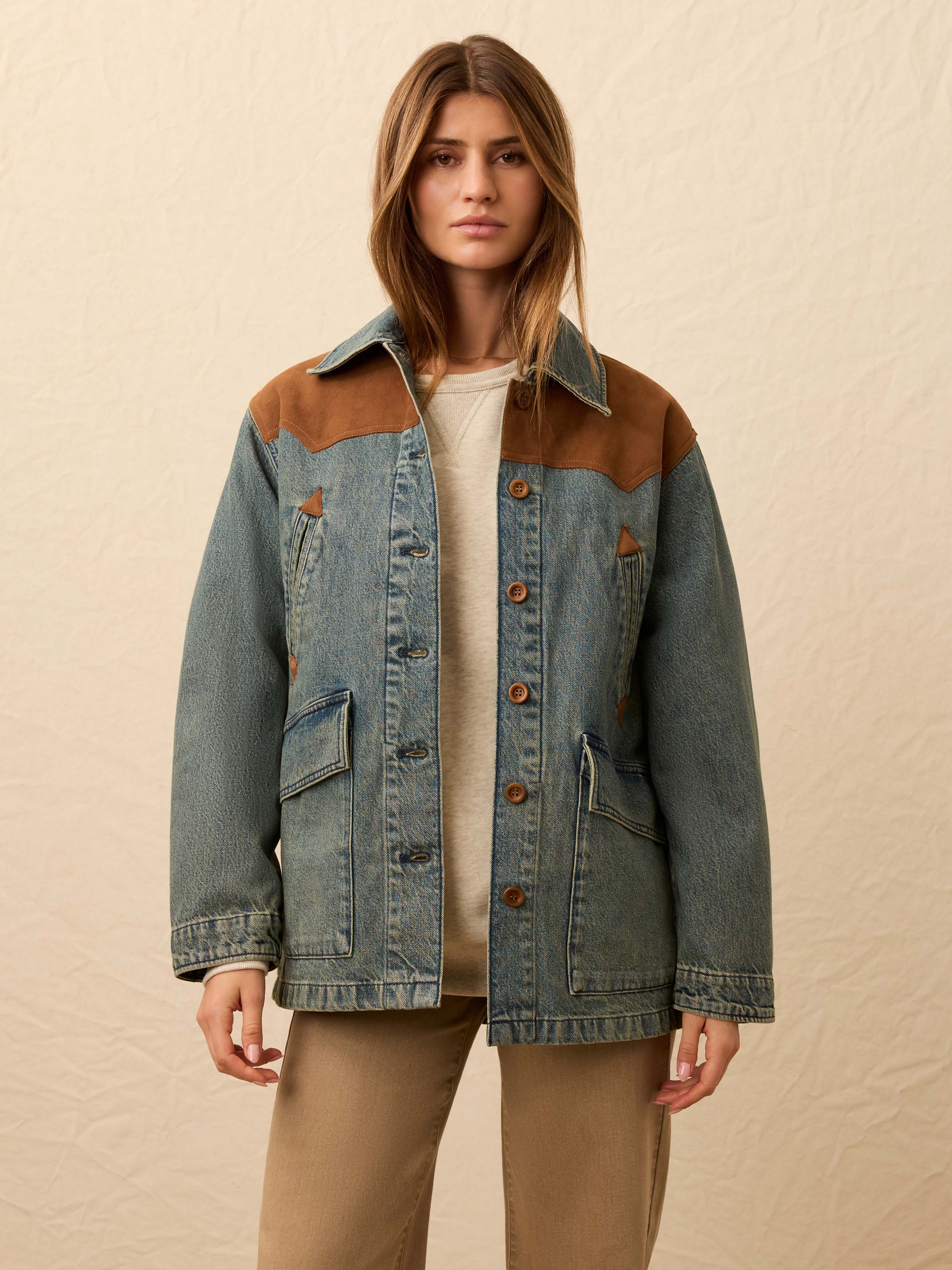 Ridge Back Denim Suede Jacket - Creekside Indigo Wash | Faherty Brand