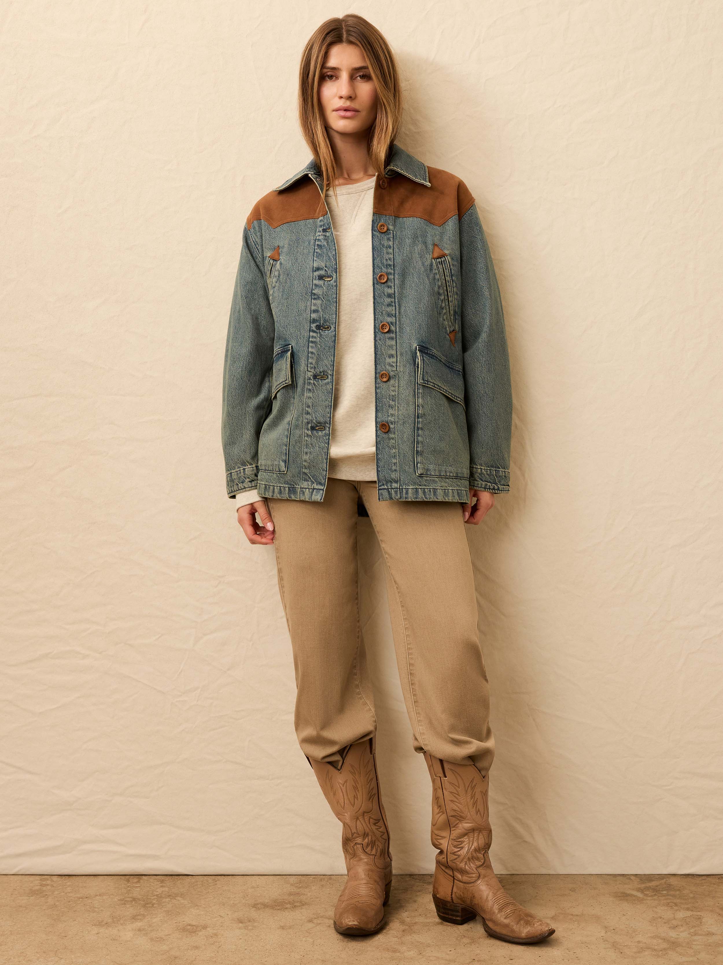Ridge Back Denim Suede Jacket - Creekside Indigo Wash | Faherty Brand