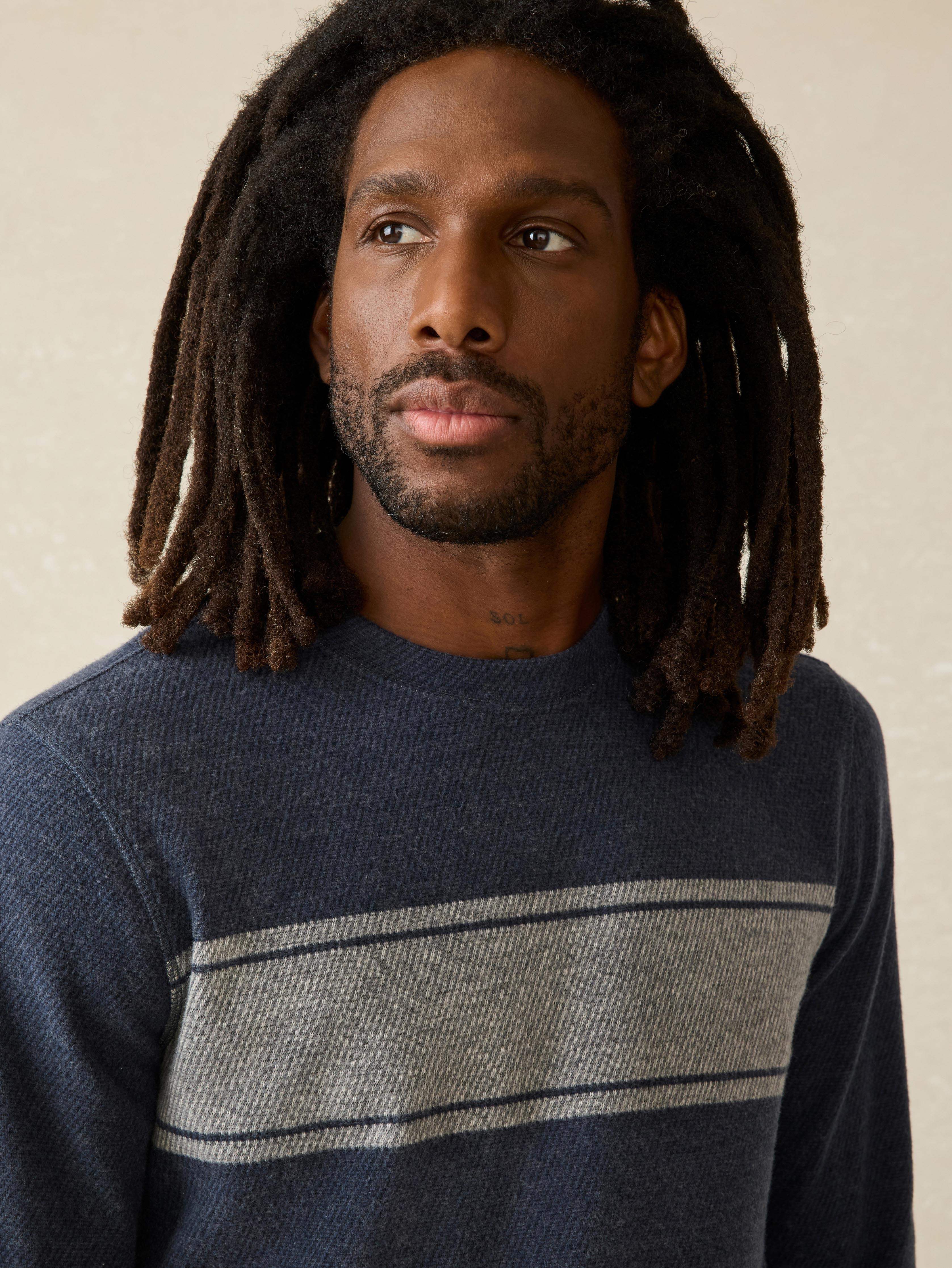 Legend™ Surf Stripe Sweater Crew - Brighton Navy Surf Stripe | Faherty Brand